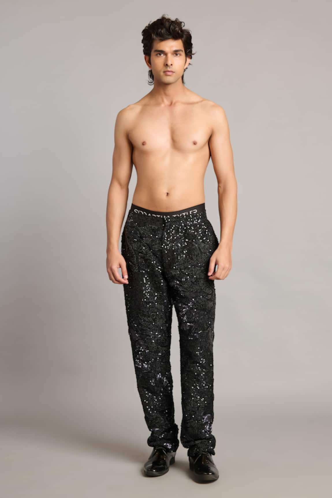 Siddartha Tytler 3D Sequin Floral Embroidered Pant 