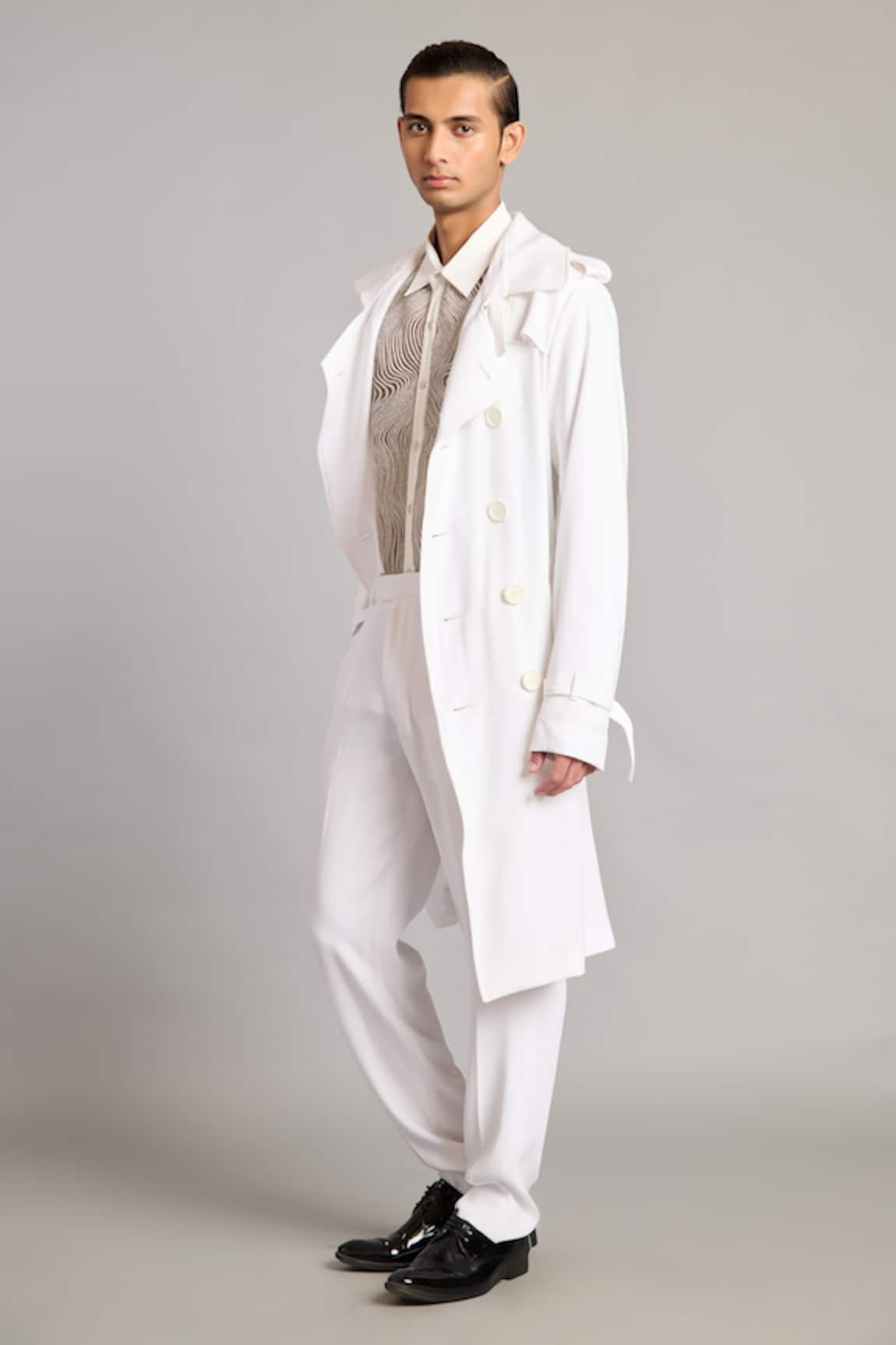 Siddartha Tytler White Microfiber Formal Pant 