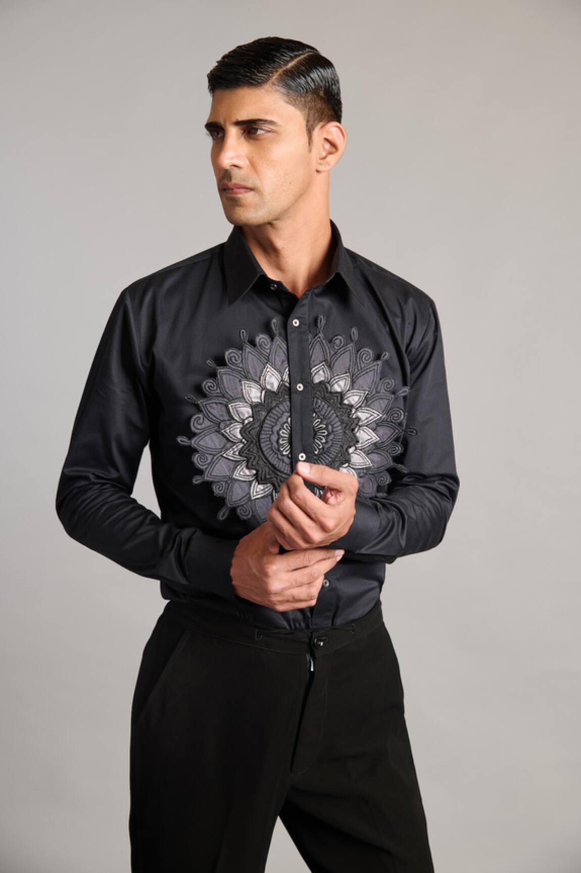 Siddartha Tytler 3D Mandala Crest Black Shirt 