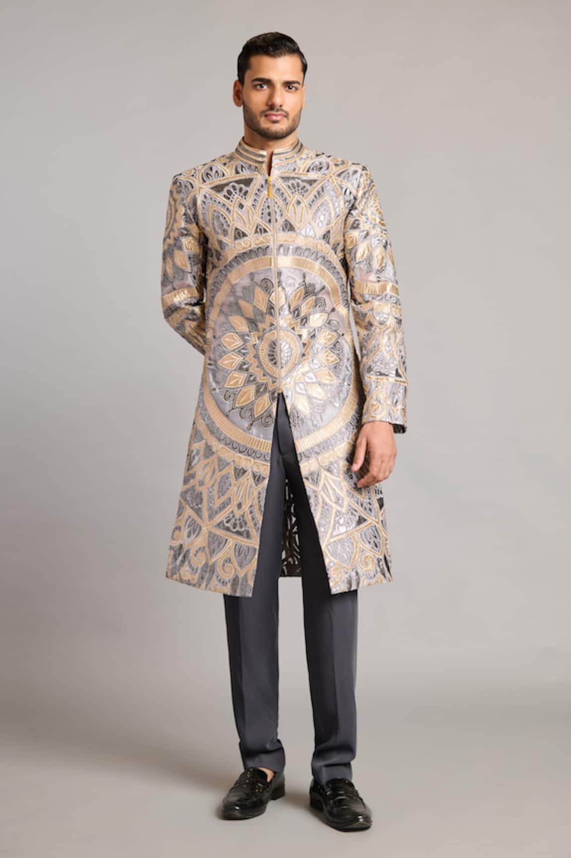 Siddartha Tytler Mandala Metallic Applique Sherwani 