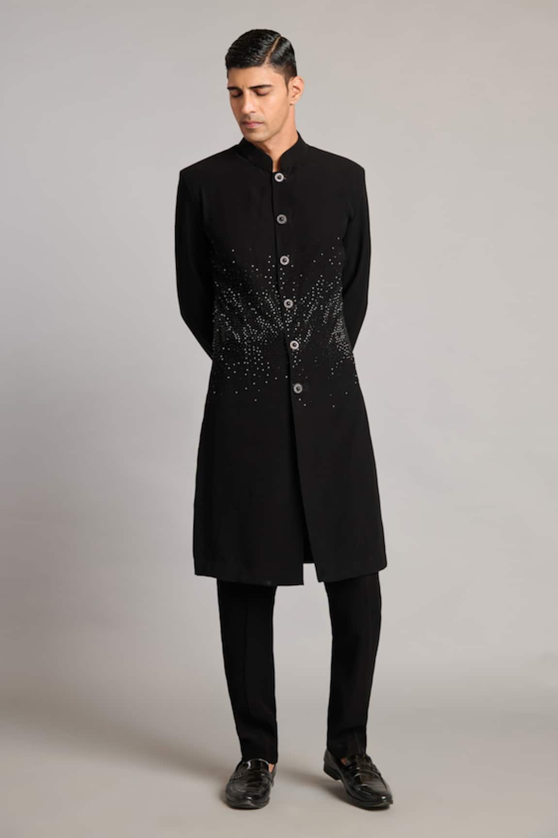 Siddartha Tytler Crystal Gradient Black Sherwani 