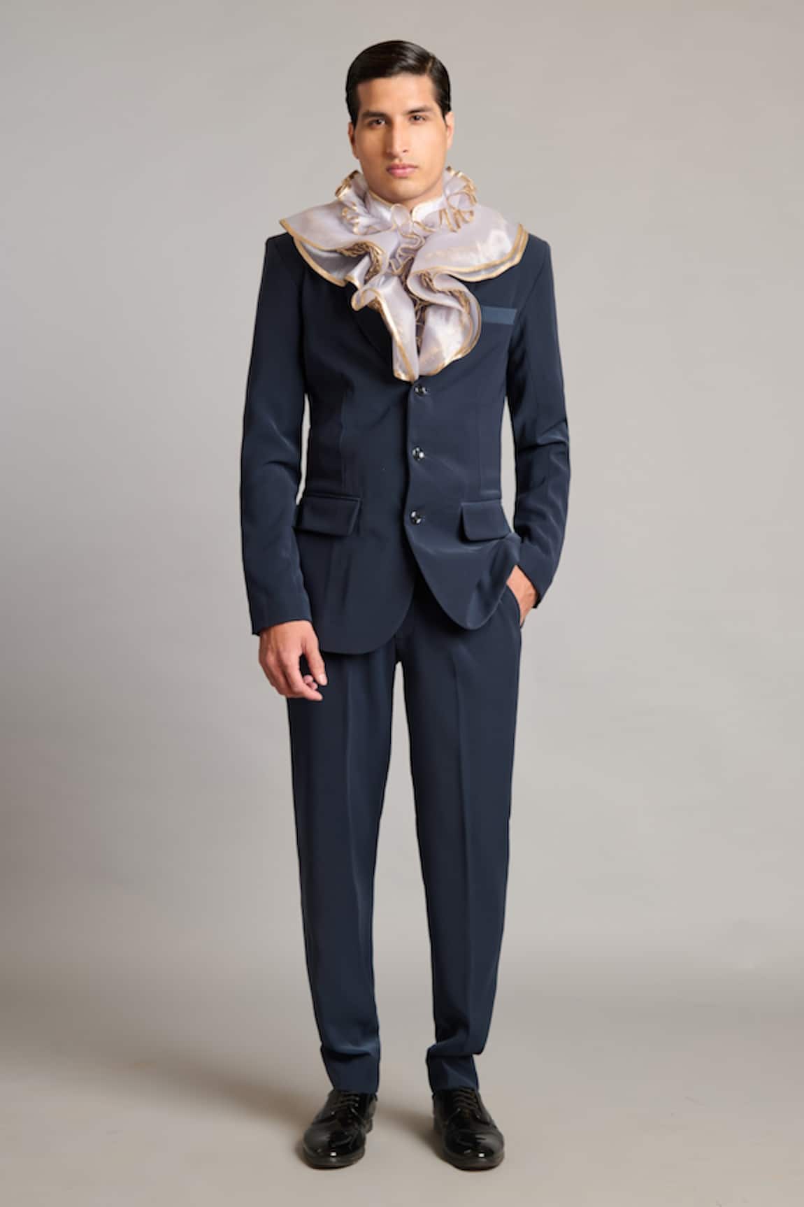 Siddartha Tytler Designer Grey Blazer with Scarf 