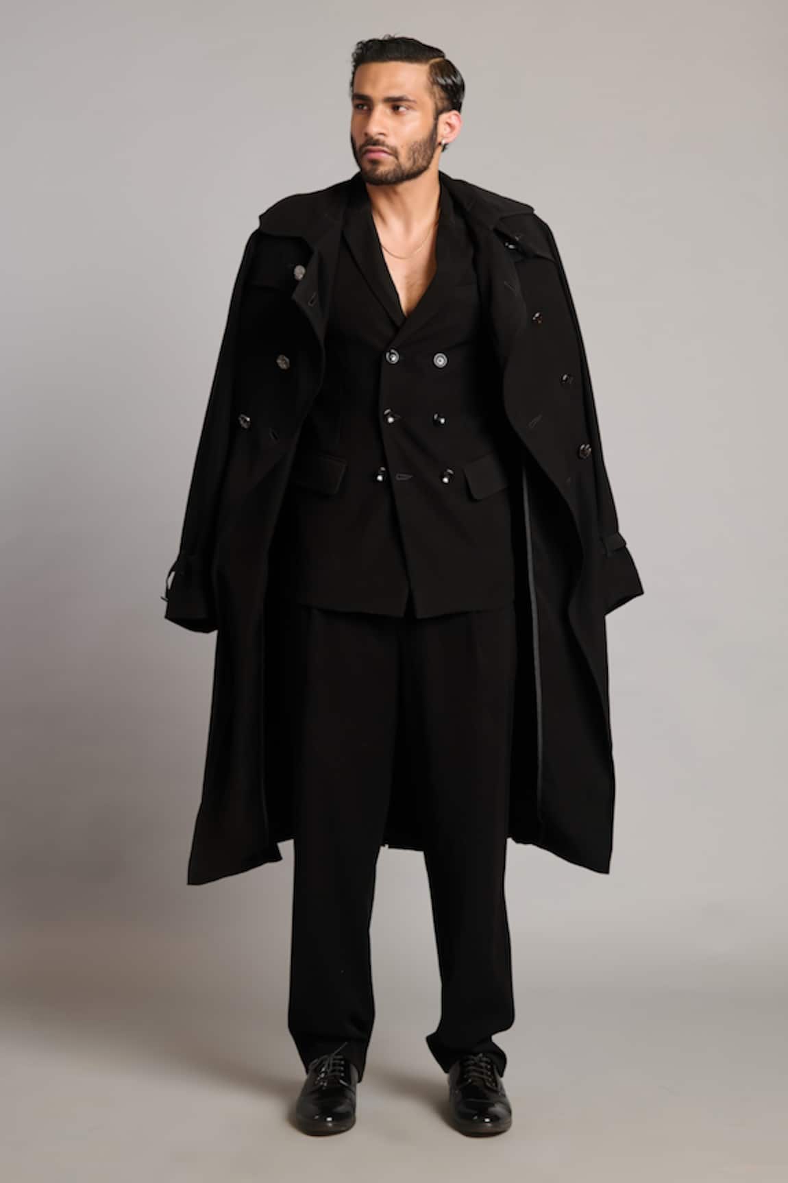 Siddartha Tytler Double-Breasted Black Blazer 