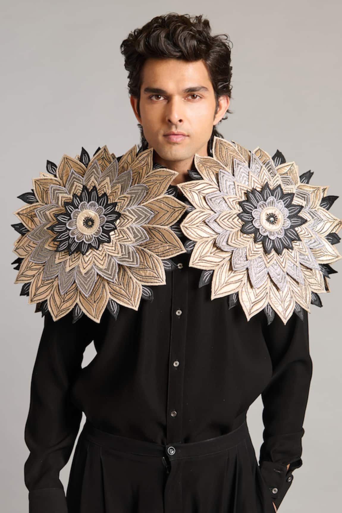 Siddartha Tytler 3D Mandala Black Microfiber Shirt 
