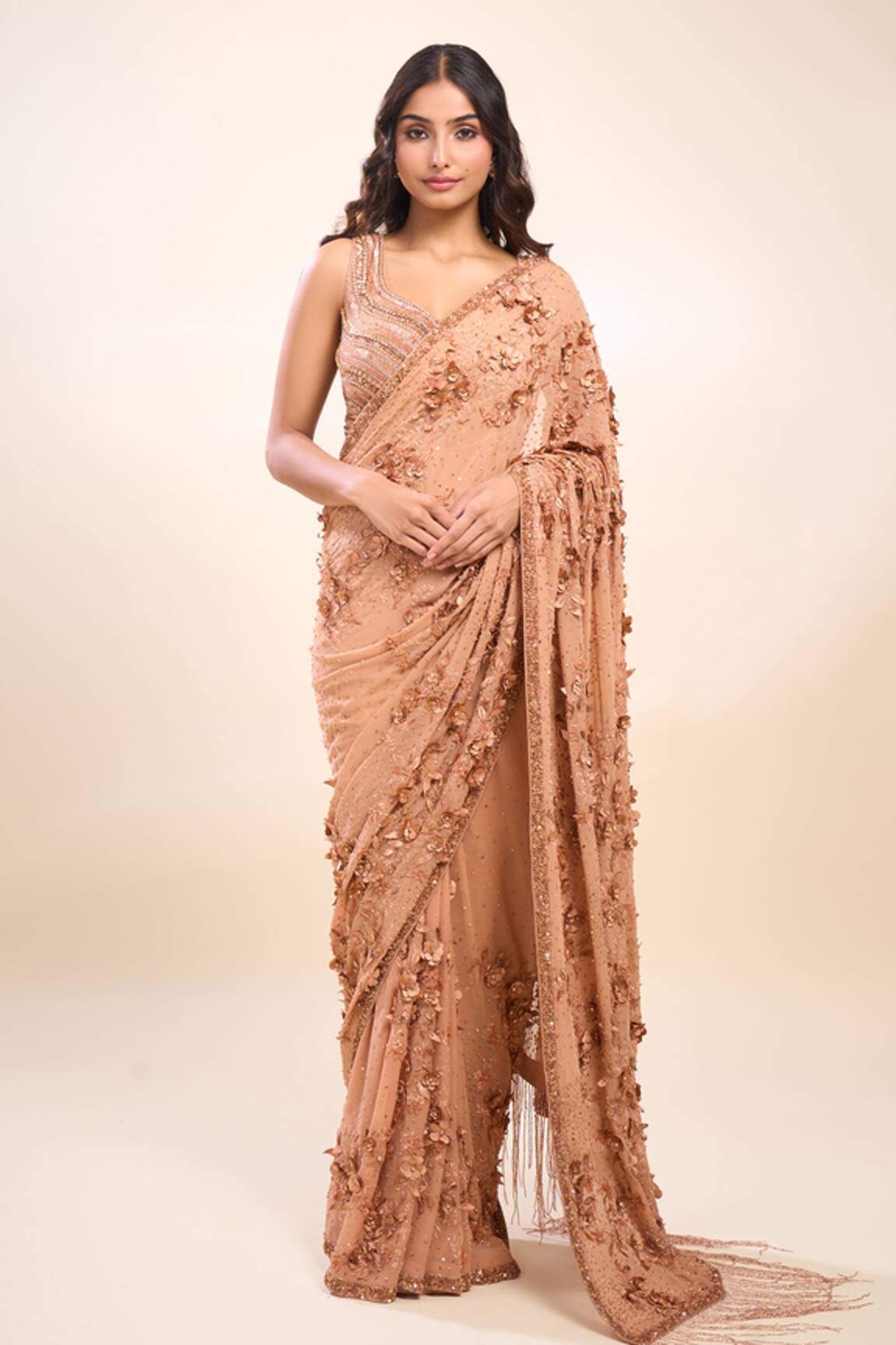Nakul Sen Kadambari Pink Saree & Blouse 