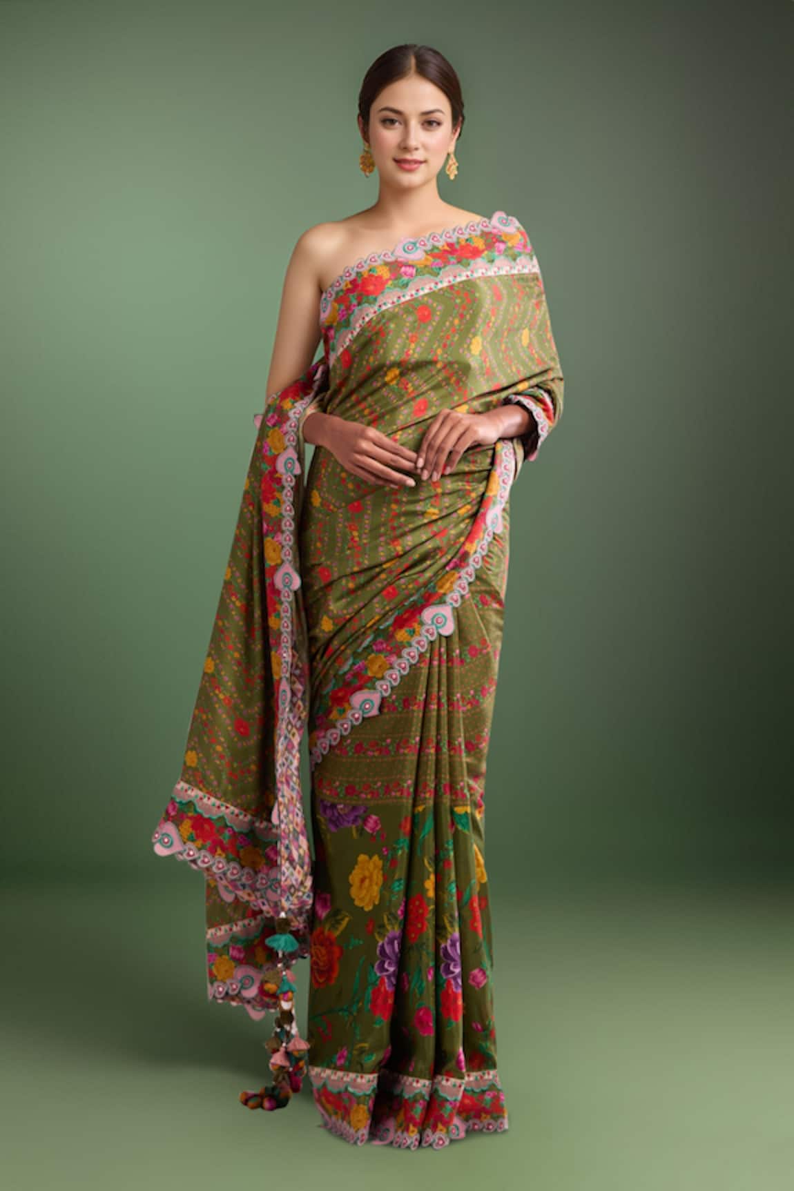 Torani Floral Embroidered Silk Saree 