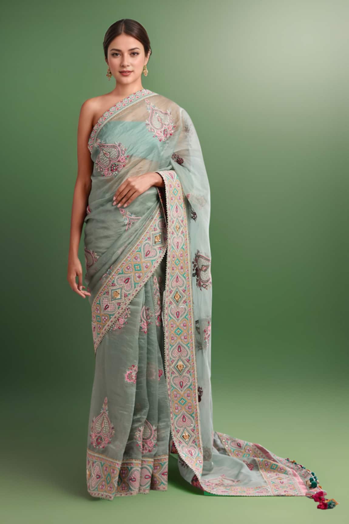 Torani Embroidered Organza Saree Set 