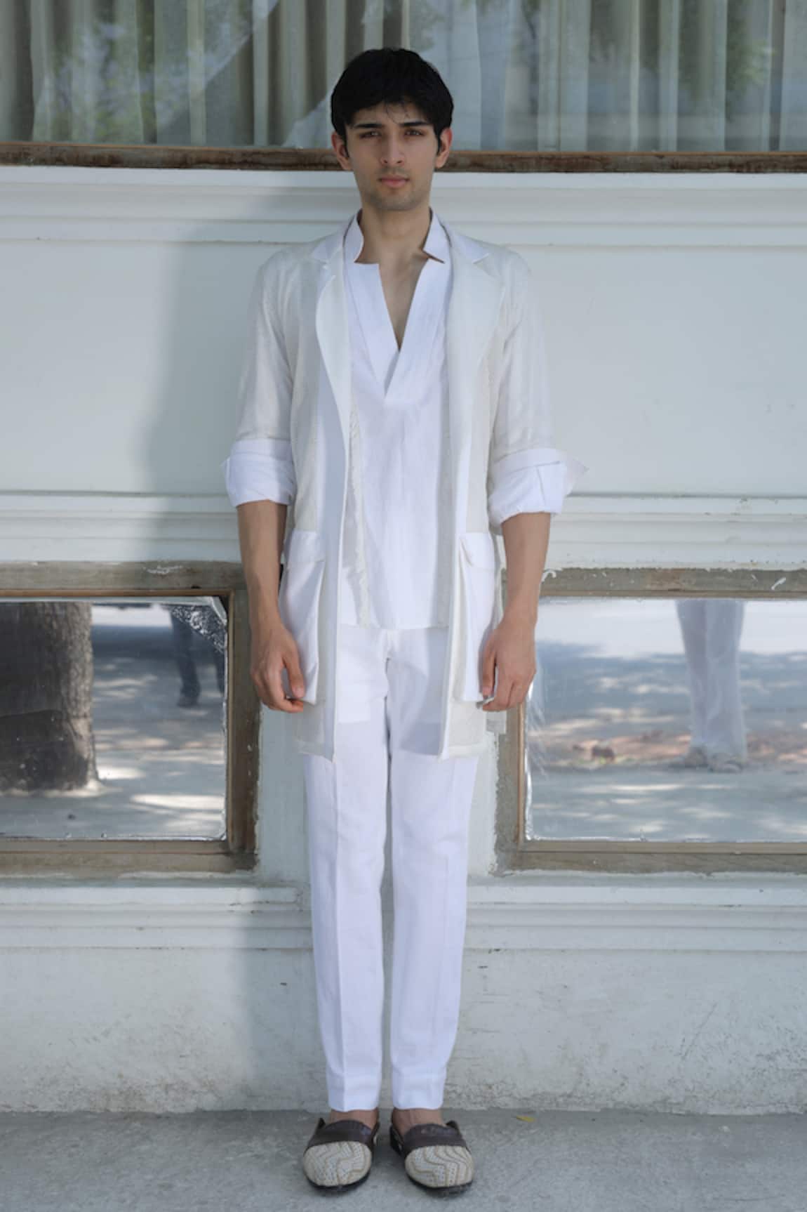 Ankur J Crochet Overlay Jacket & Pant Set 