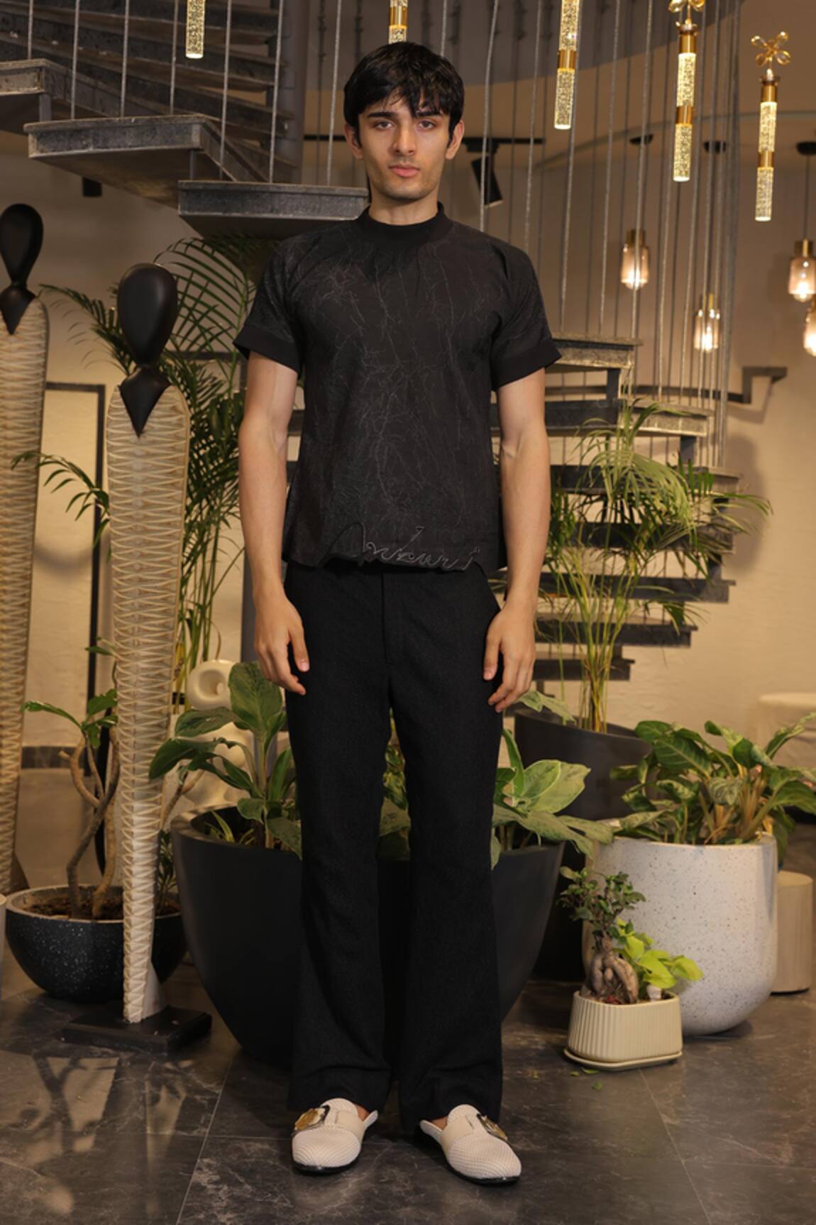 Ankur J Black Designer Cotton Tshirt 