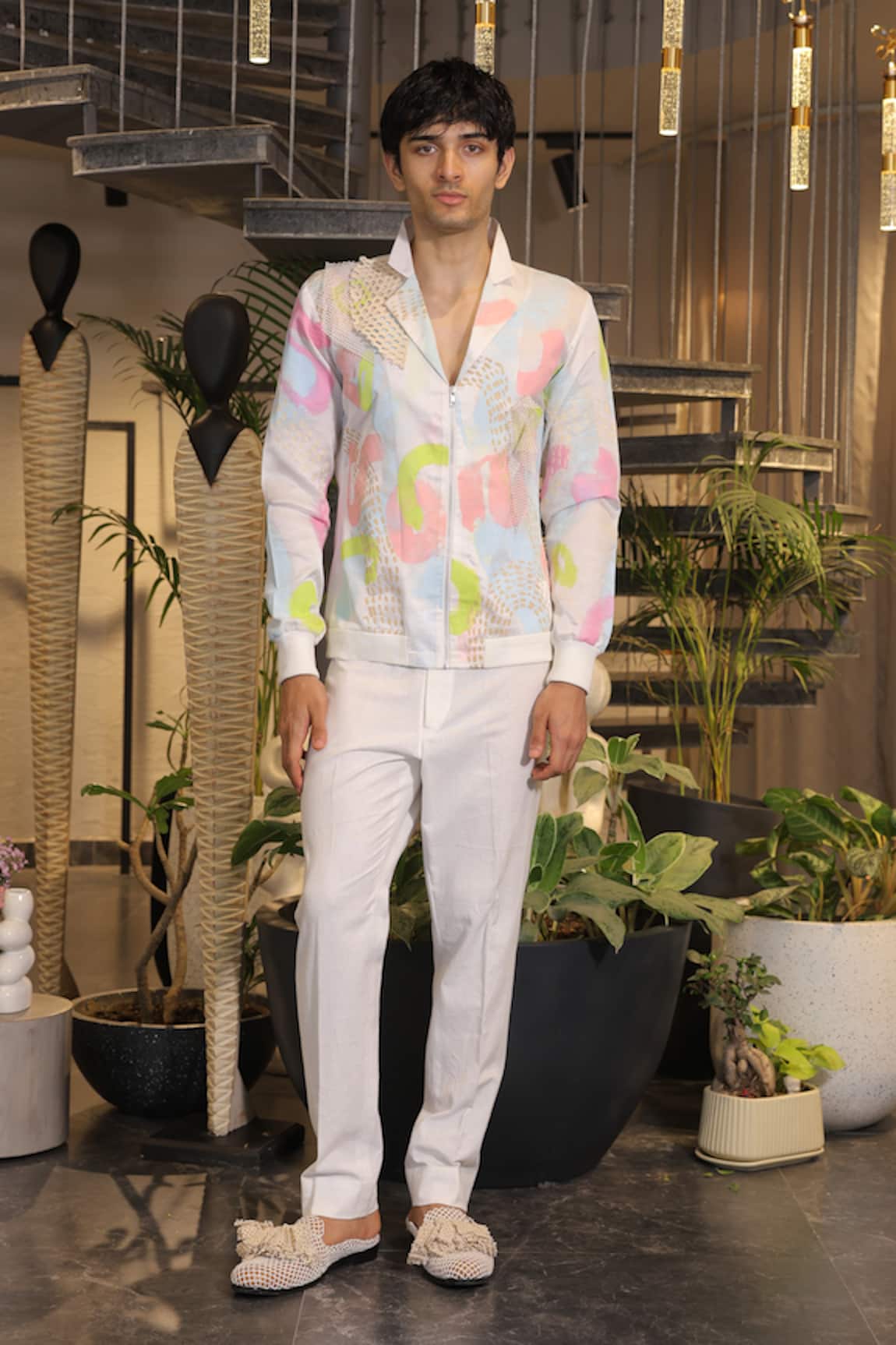 Ankur J Designer White Bomber Shirt 