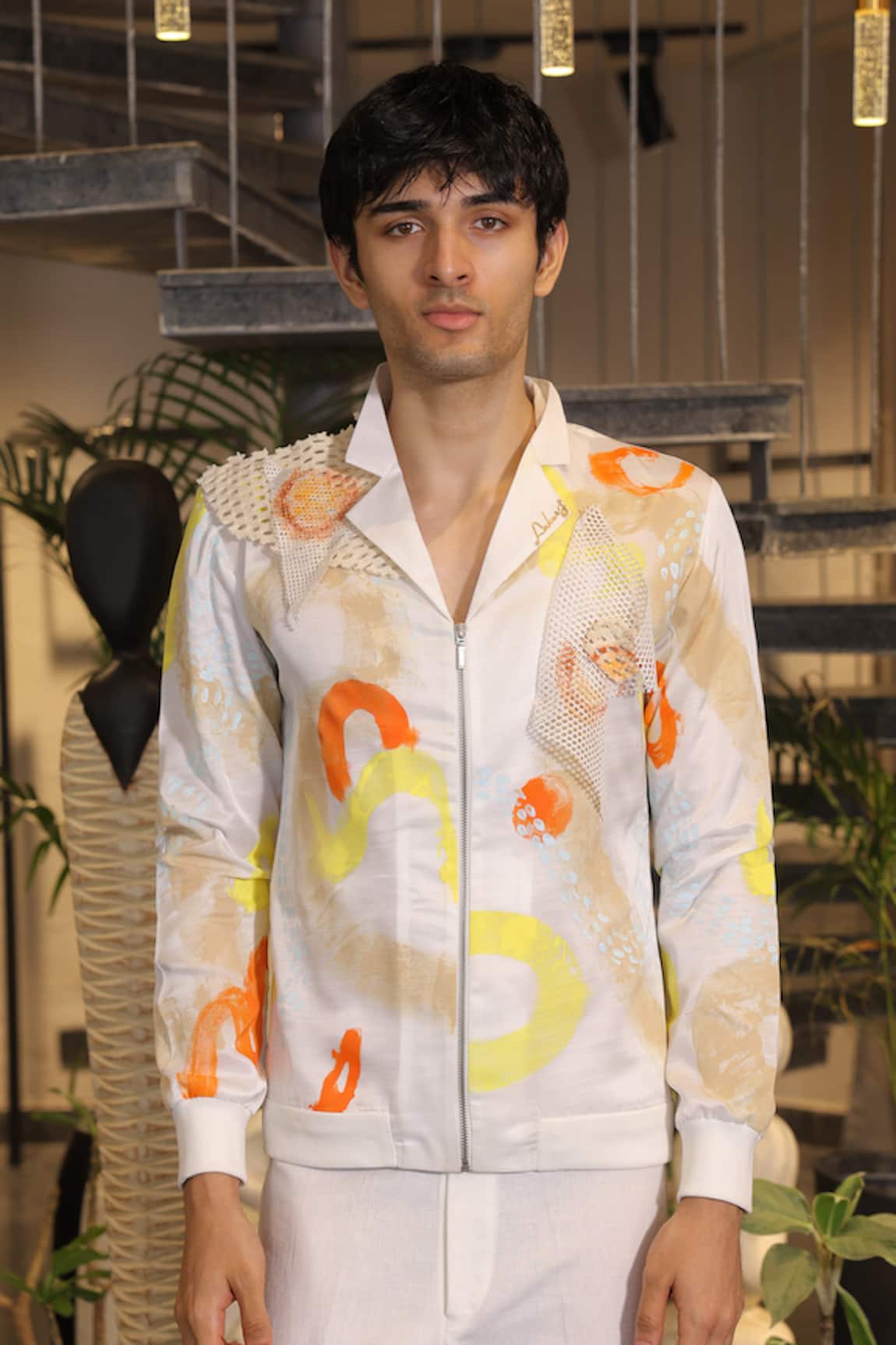 Ankur J Designer White Bomber Shirt 