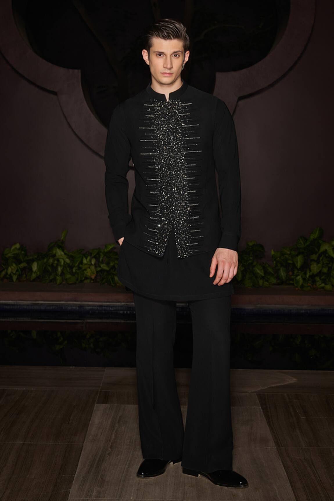 Contrast By Parth Noir Crest Nehru Jacket Set 