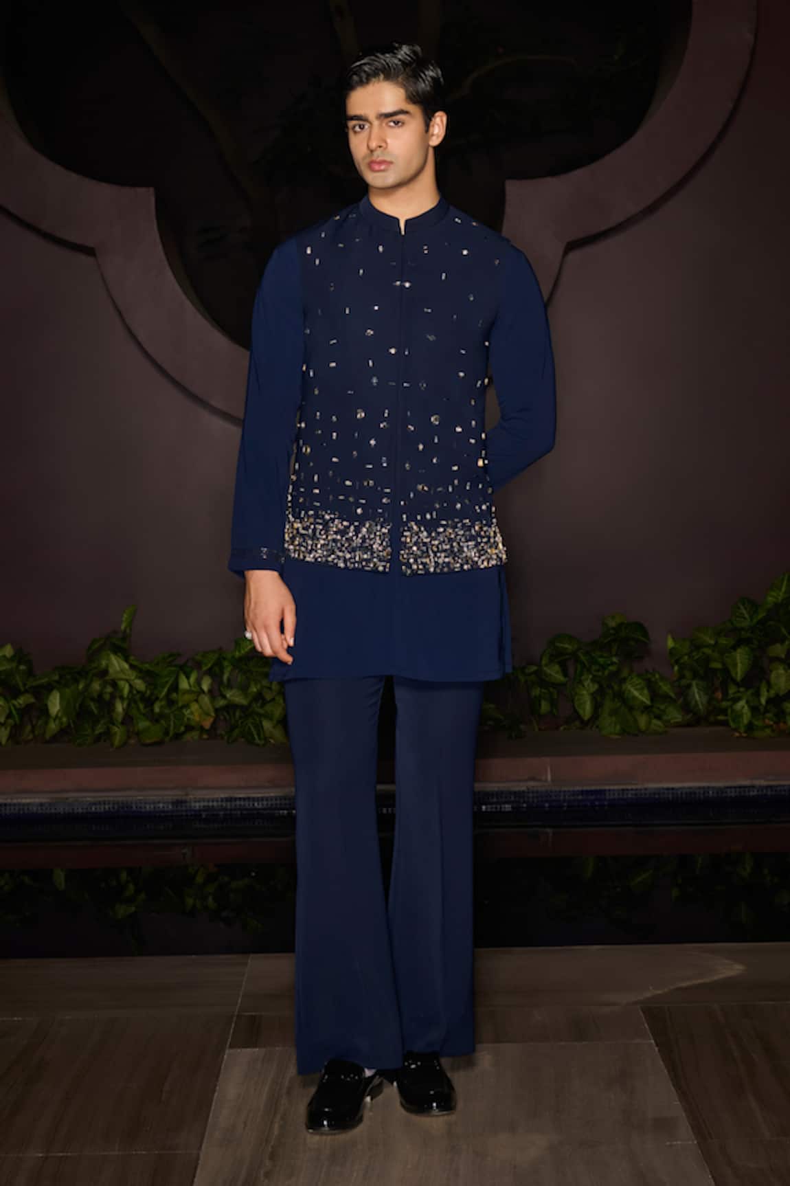 Contrast By Parth Stellar Hand Embroidered Nehru Jacket Set 