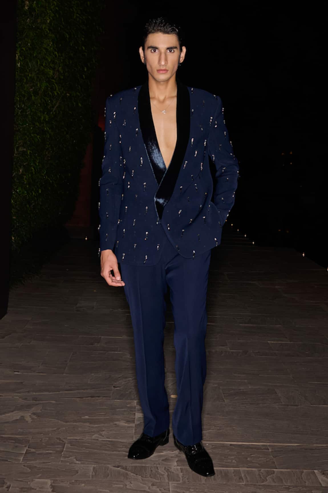 Contrast By Parth Hand Embroidered Bluemere Tuxedo Set 