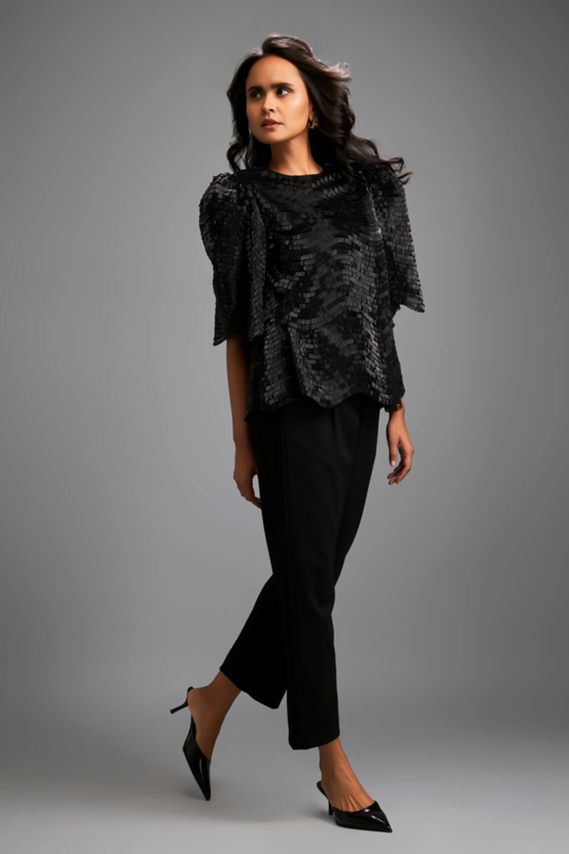 Deepika Arora Black Sequin Designer Top 