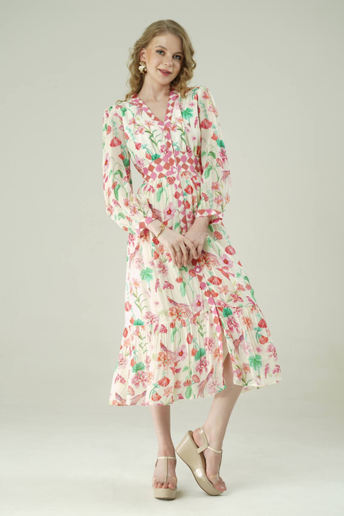 Surabhi Arya Floral Print Viscose Crepe Dress 