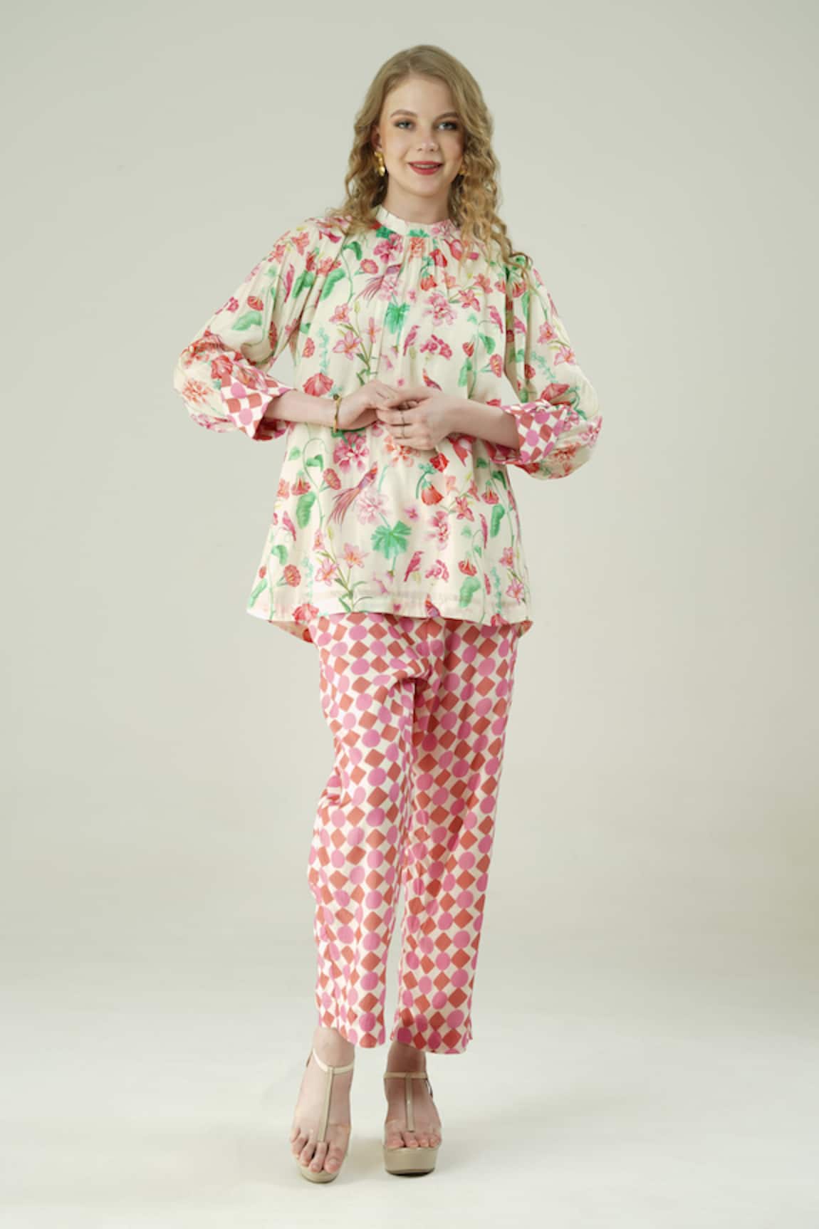 Surabhi Arya Floral Muslin Top & Pant Set 