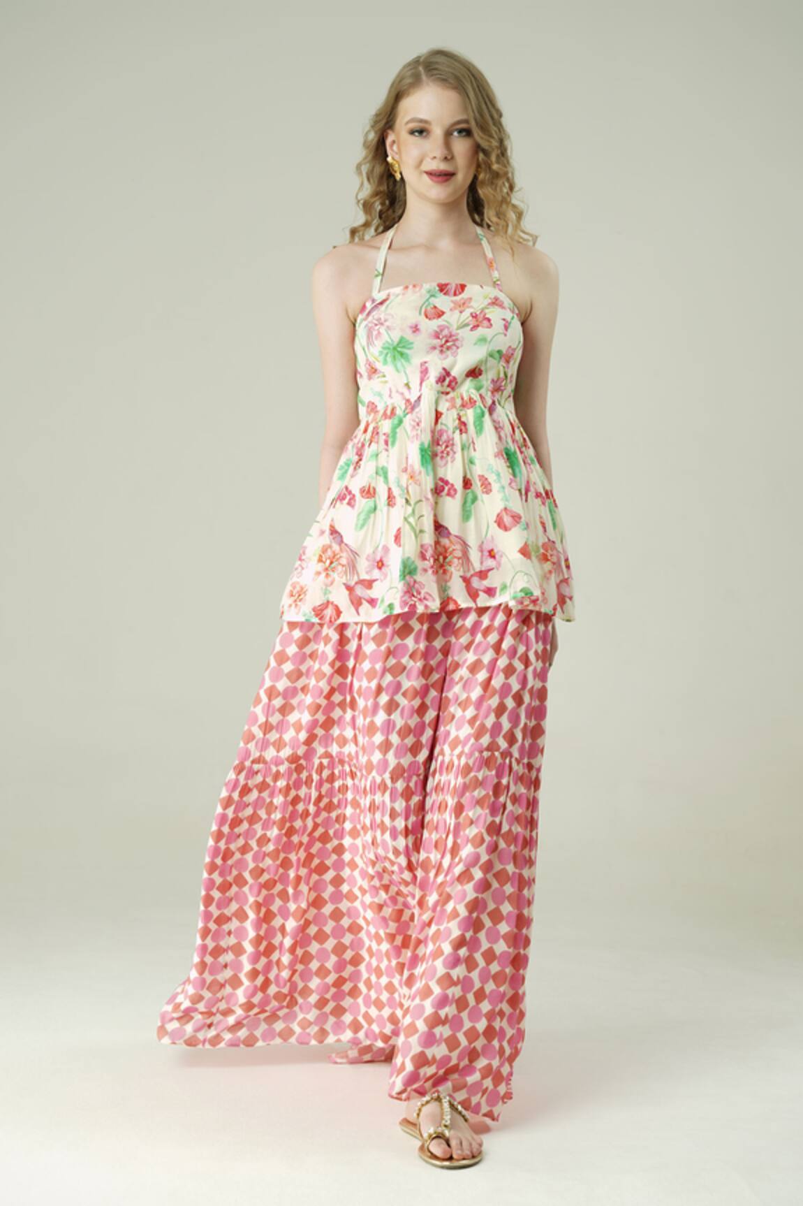 Surabhi Arya Floral Peplum Top & Skirt Set 