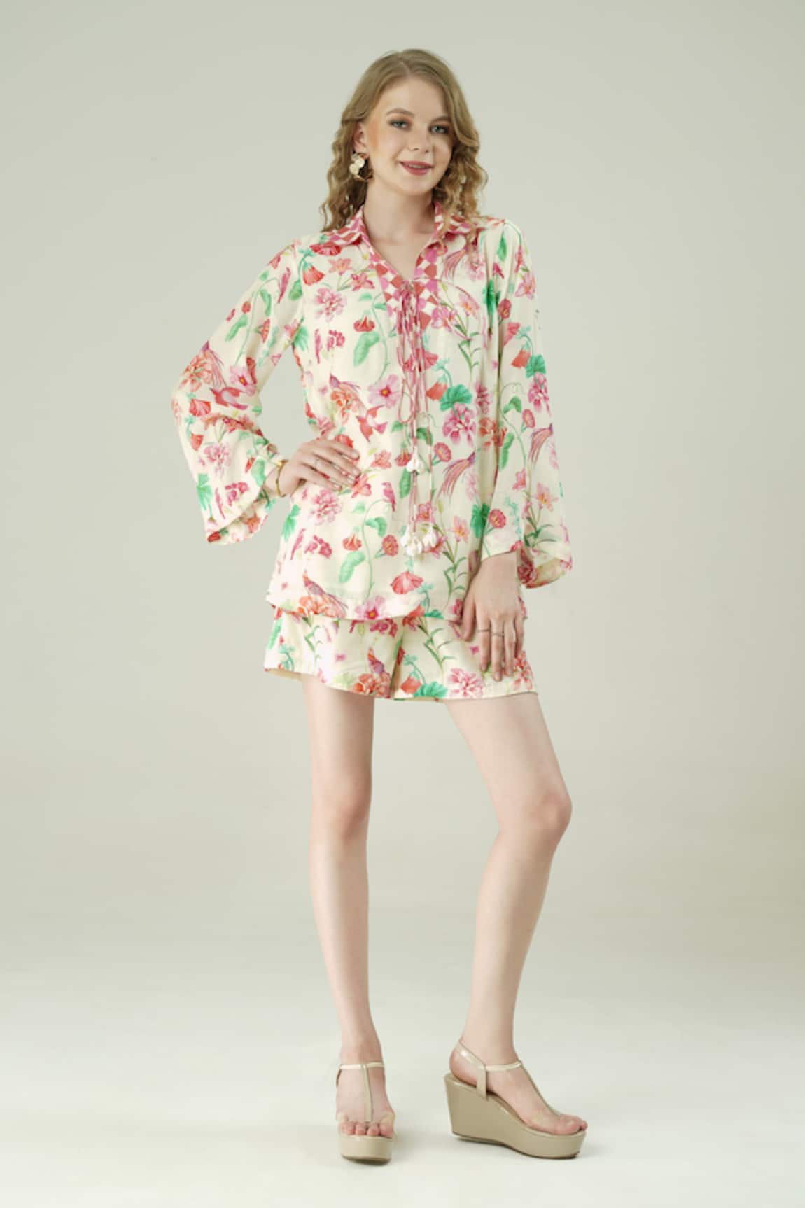 Surabhi Arya Floral Print Muslin Top & Shorts Set 