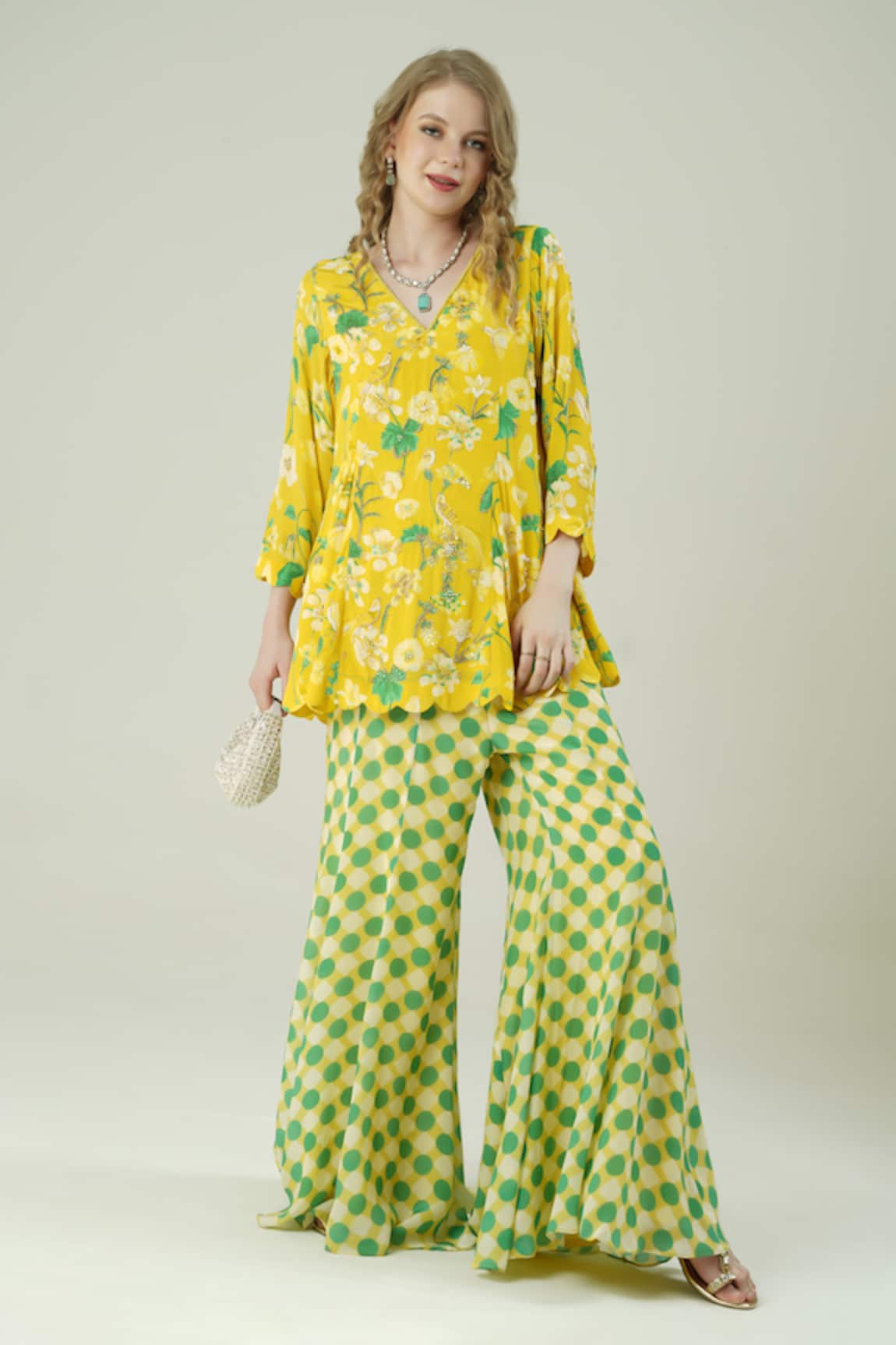 Surabhi Arya Floral Hand Embroidered Kurta & Sharara Set 