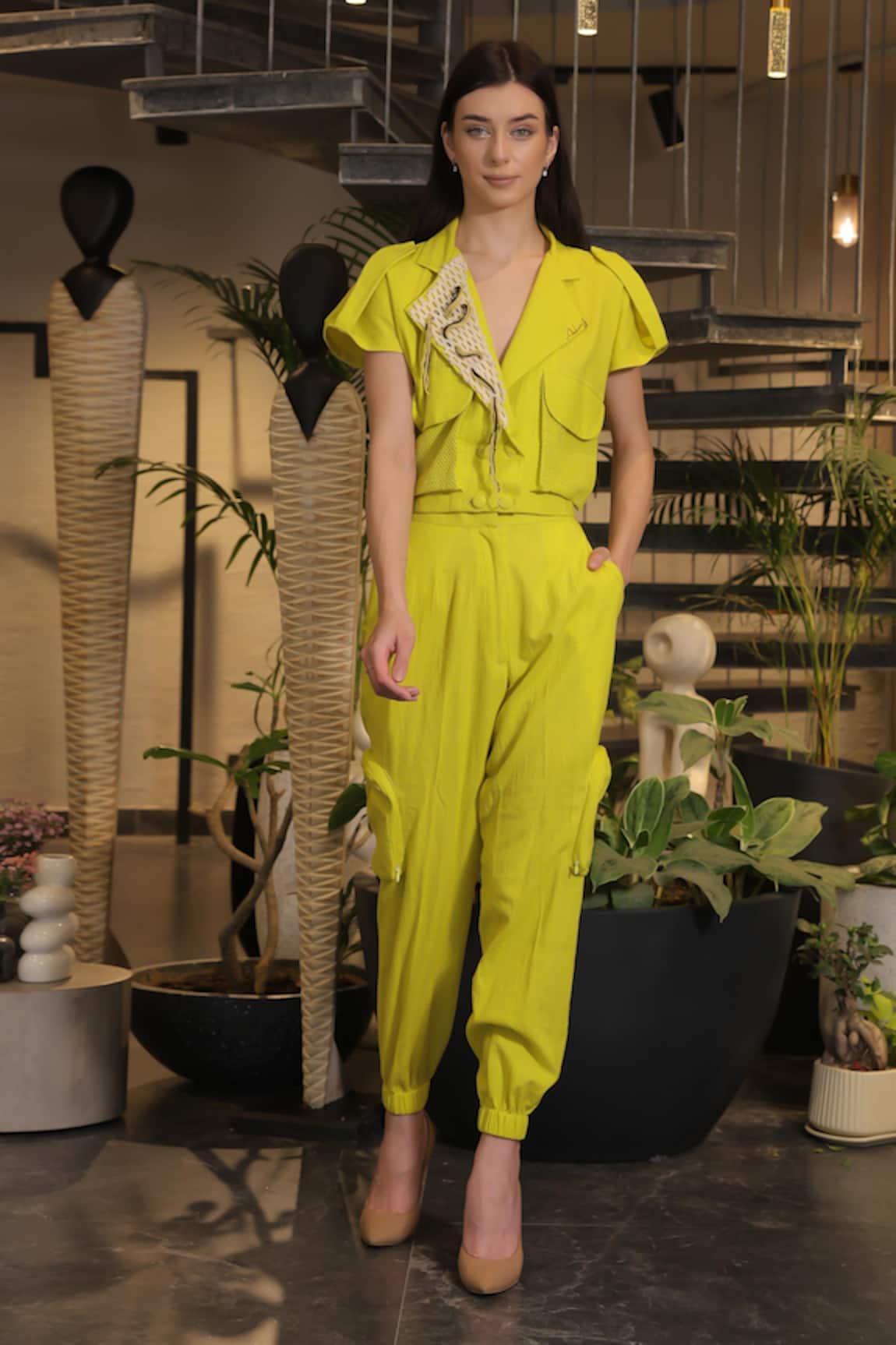Ankur J Yellow Linen Designer Shirt & Joggers Set 