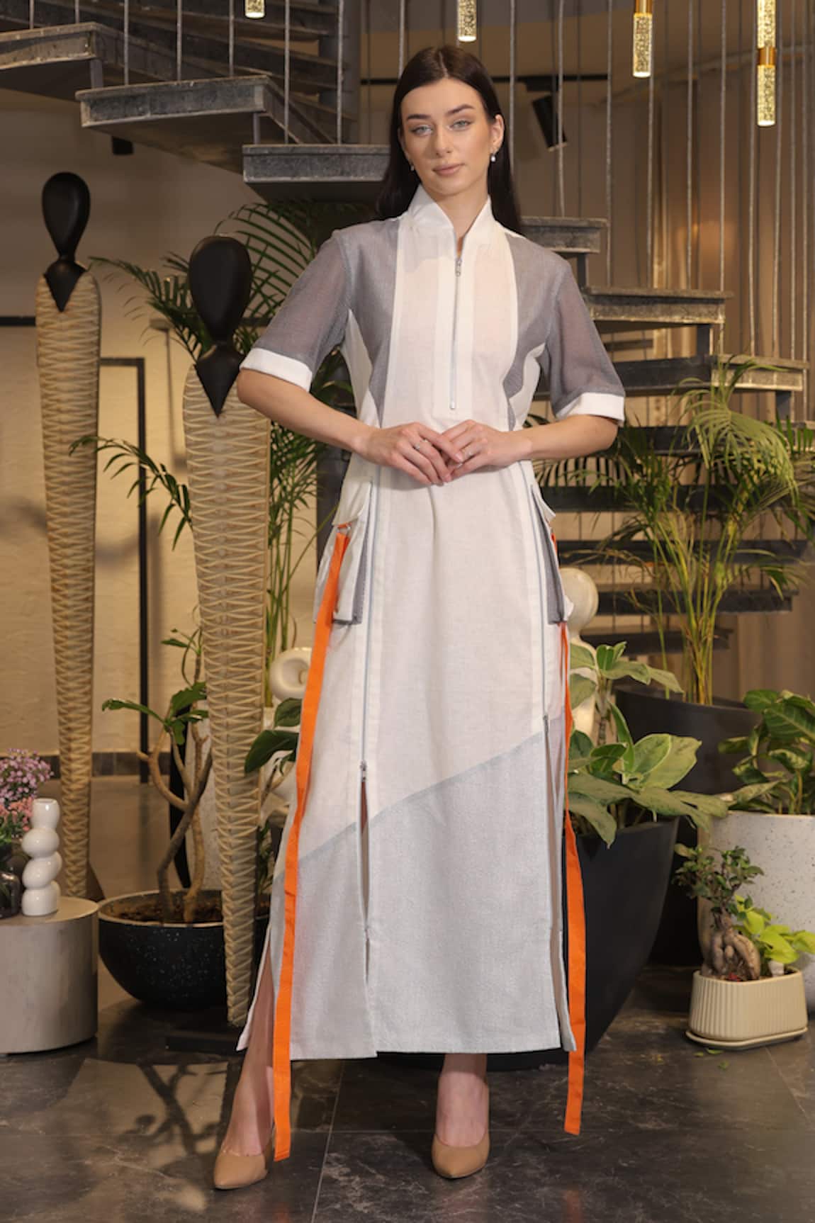 Ankur J Designer Linen Crochet Dress 