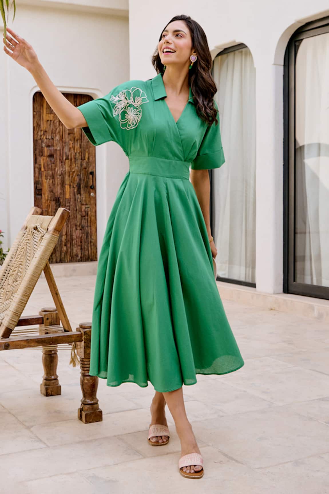 House Of Fett Greenwich Embroidered A-Line Dress 