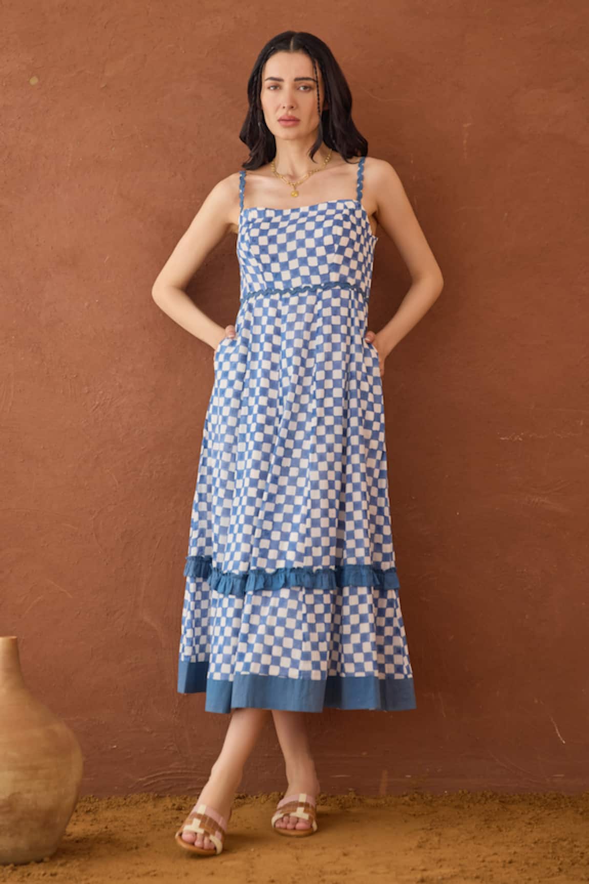 Taro Gingham Sky Dress 