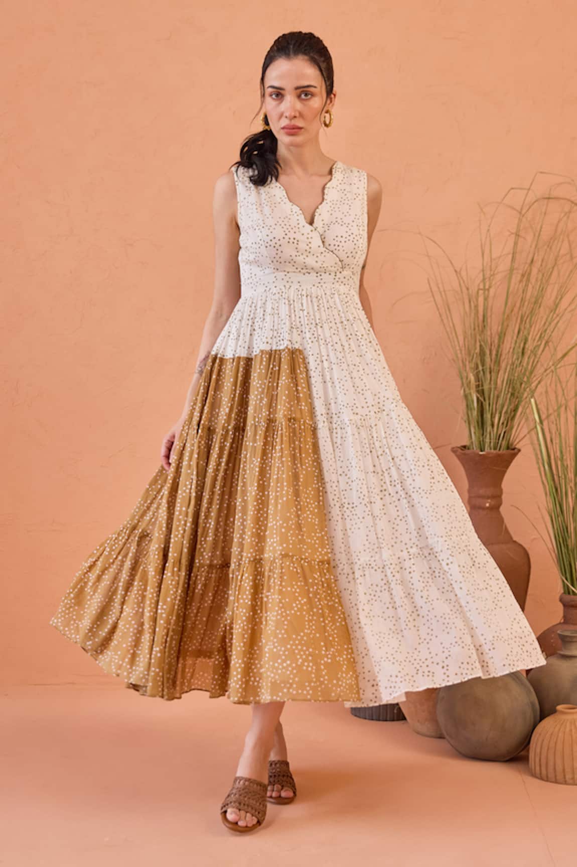 Taro Coconut Dust Confetti Dot Dress 