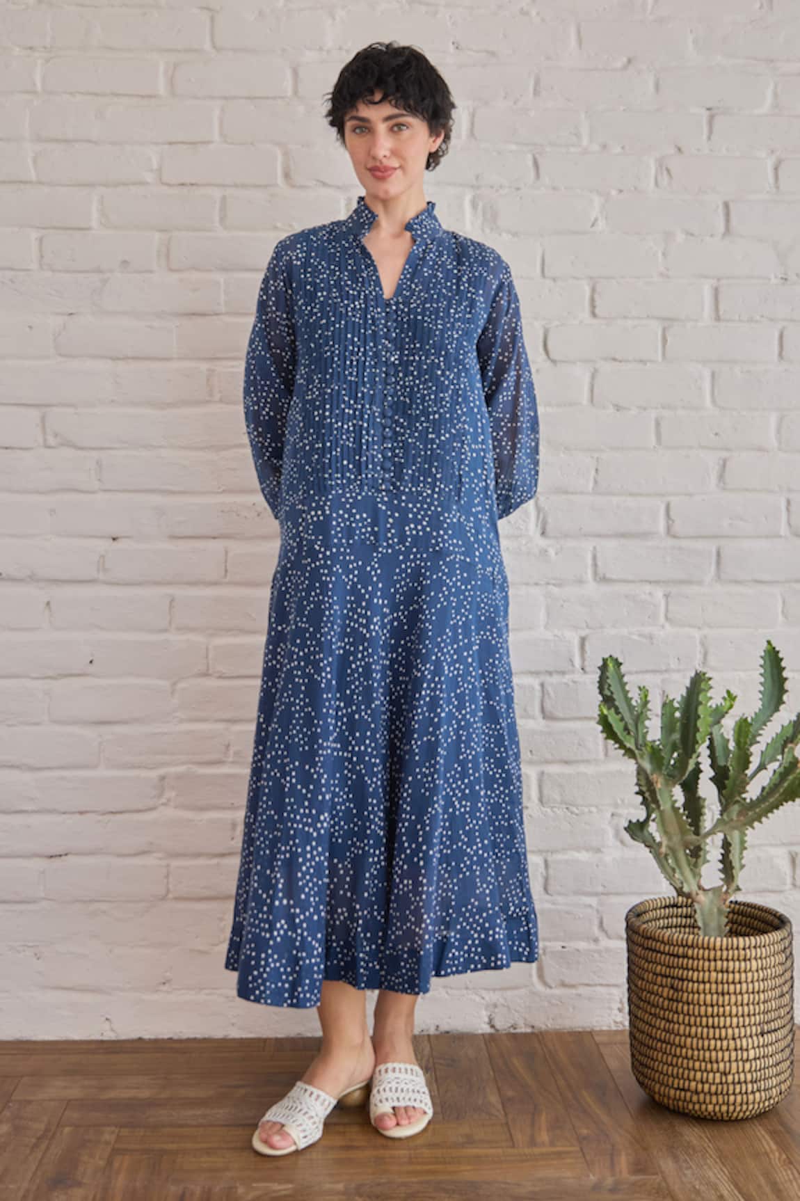 Taro Raindrop Confetti Dot Print Dress 
