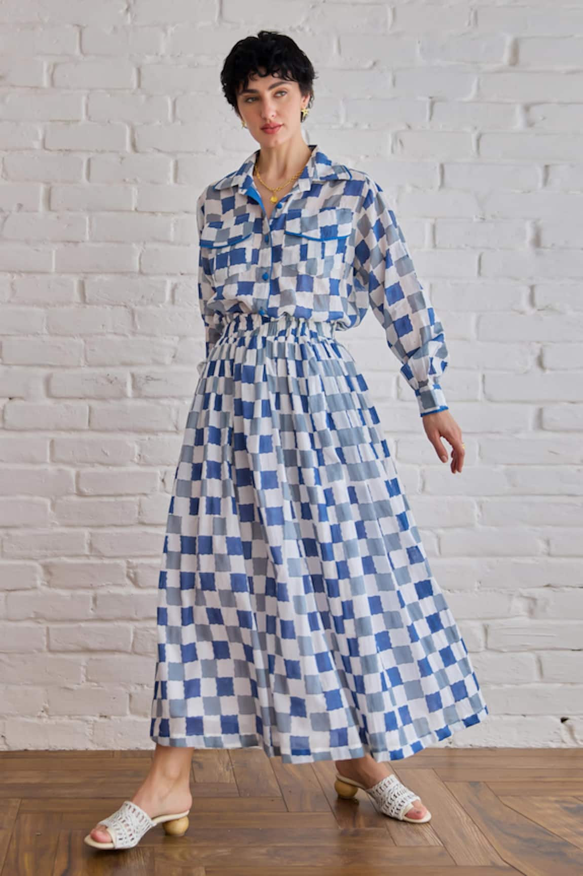 Taro Blue Pixel Co-ord Set 
