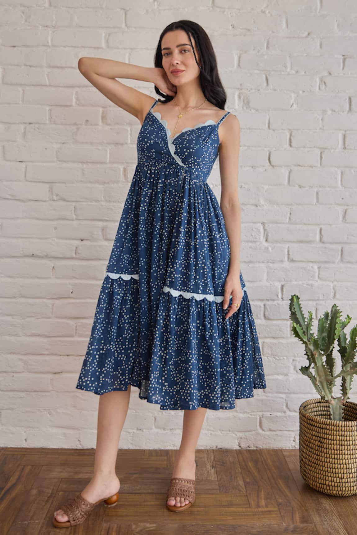 Taro Starlit Indigo Confetti Dot Dress 