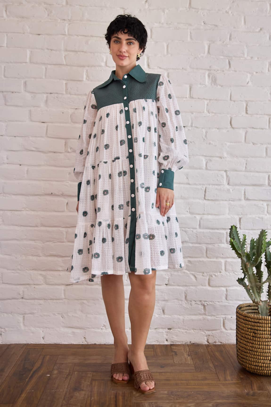 Taro Forest Meadow Hand-Block Printed Dress 
