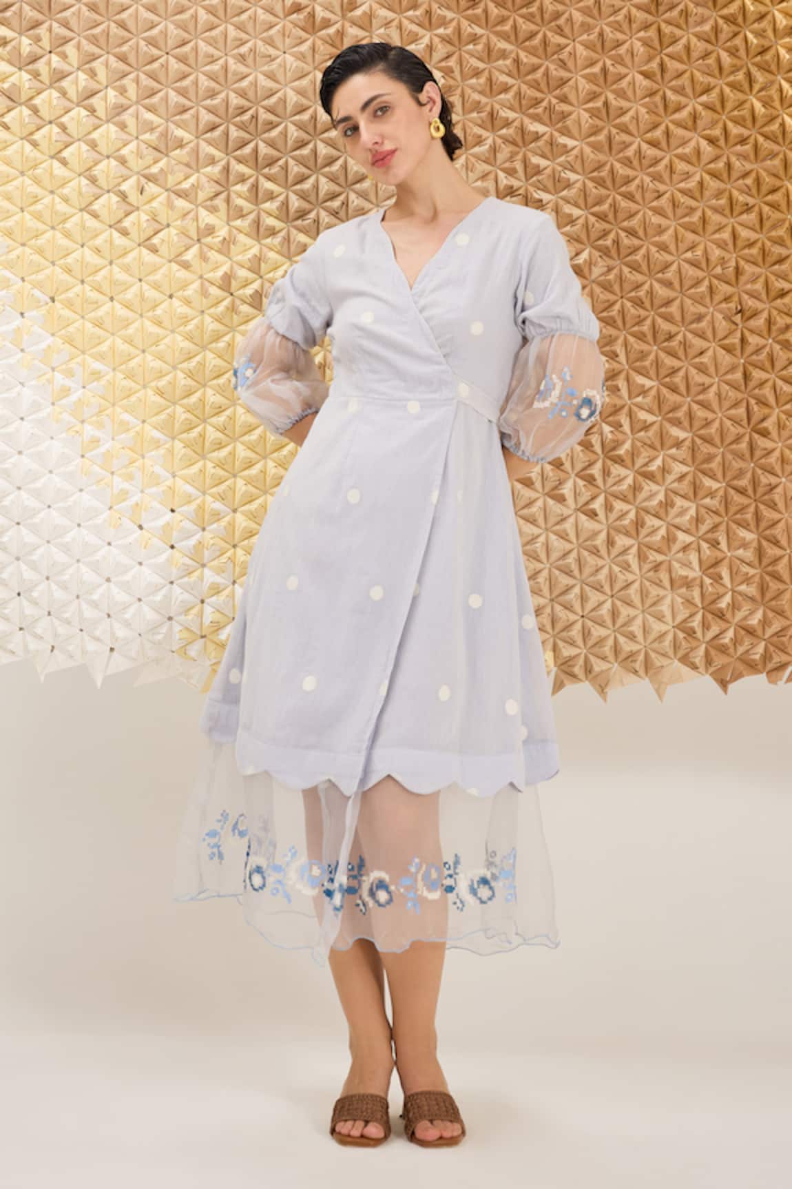 The Loom Art Quiet Blue Jamdani Embroidered Dress 