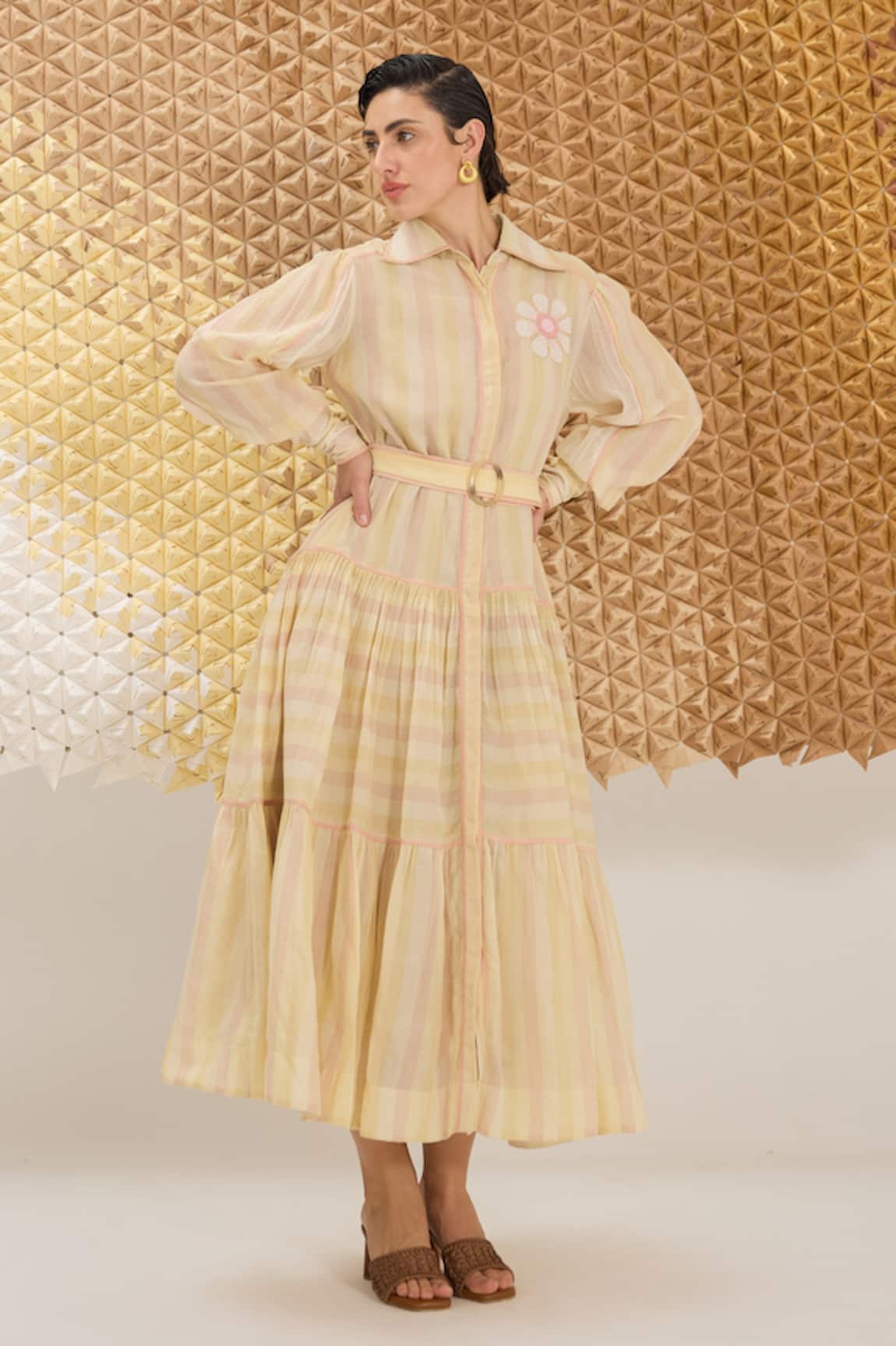 The Loom Art Multicolor Striped Handwoven Cotton Silk Dress 