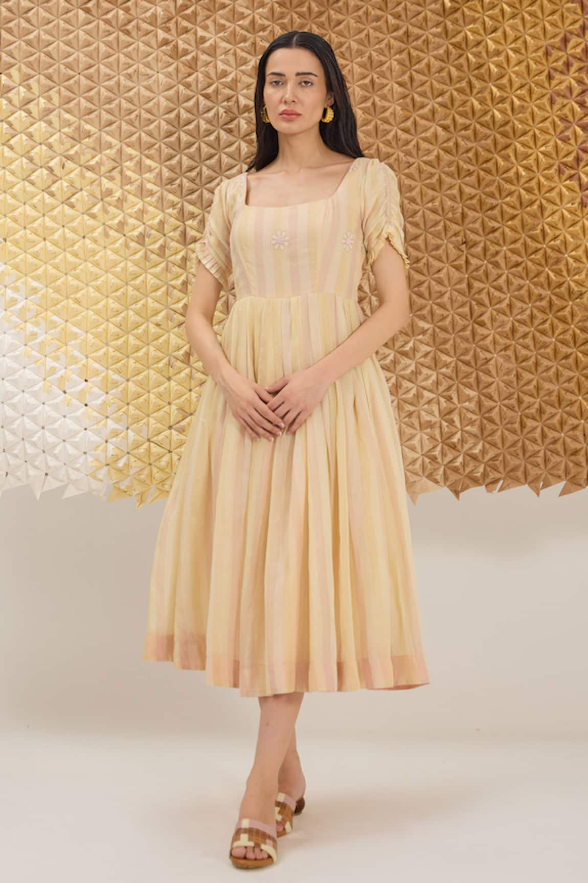 The Loom Art Striped Handwoven Cotton Silk Dress 