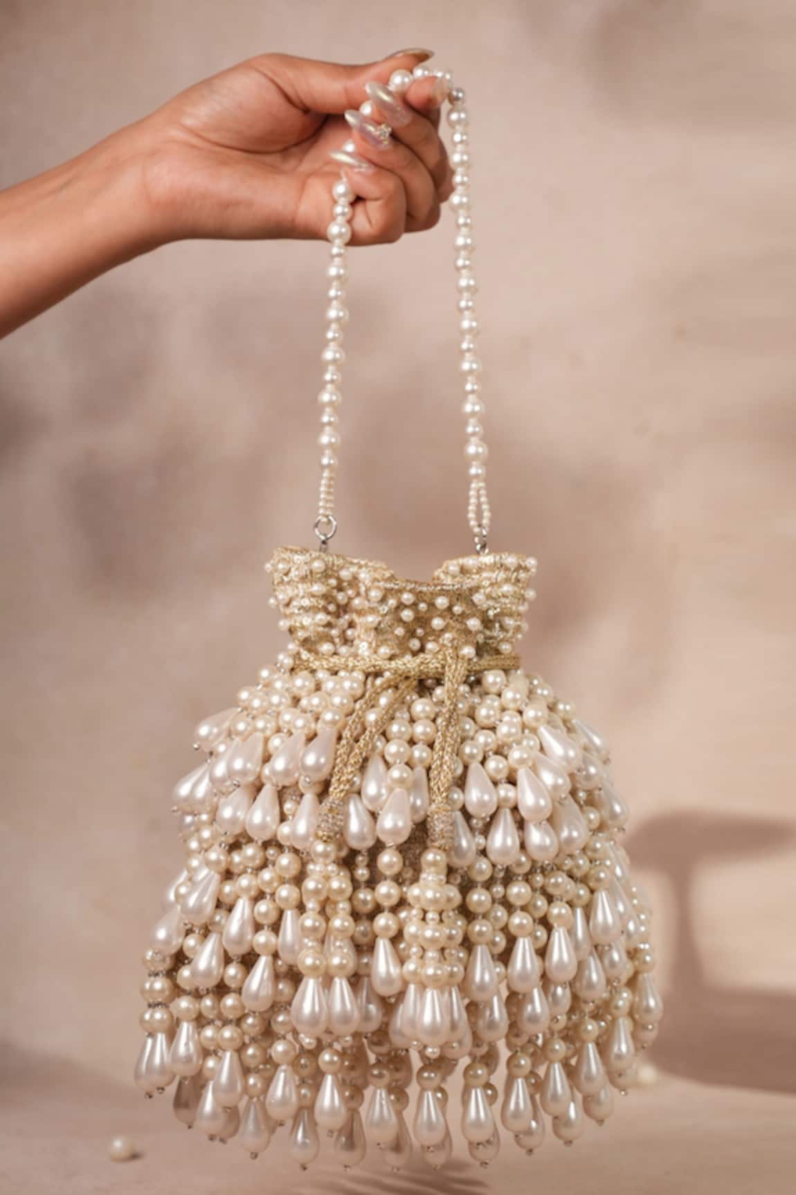 House Of Kosha Gold Pearl Embellished Potli 