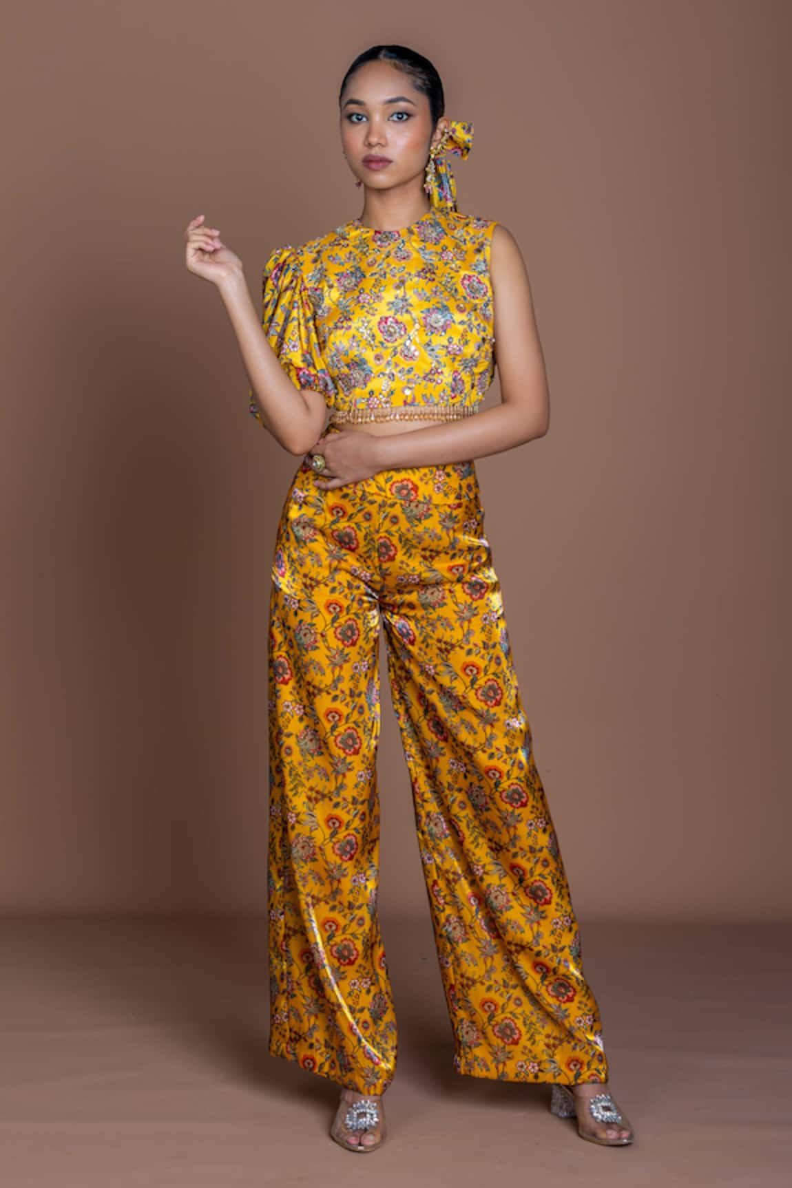 Damoiselle Marigold Mirage Crop Top & Pants Set 