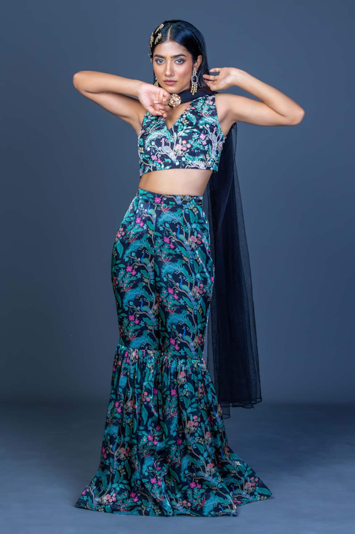 Damoiselle Midnight Peacock Charm Coord Set 