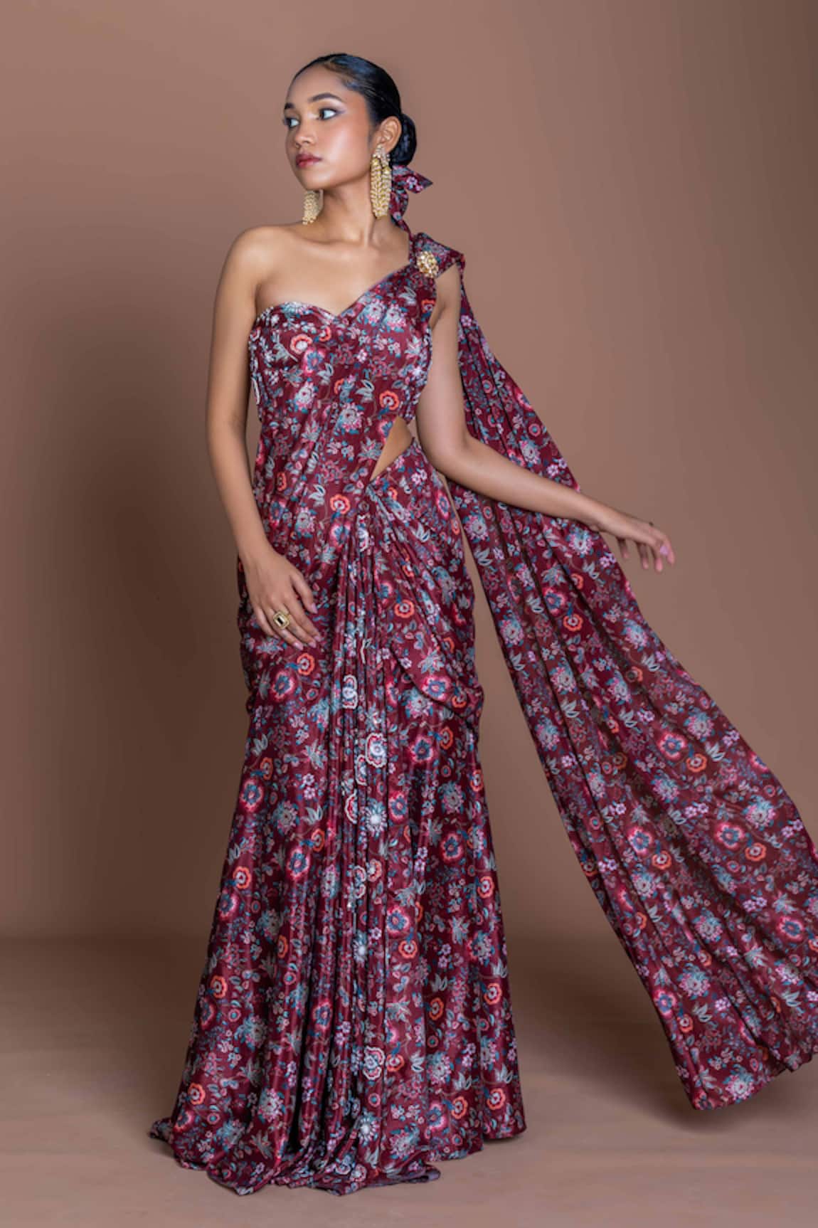 Damoiselle Pearl Embroidered Midnight Rani Saree 