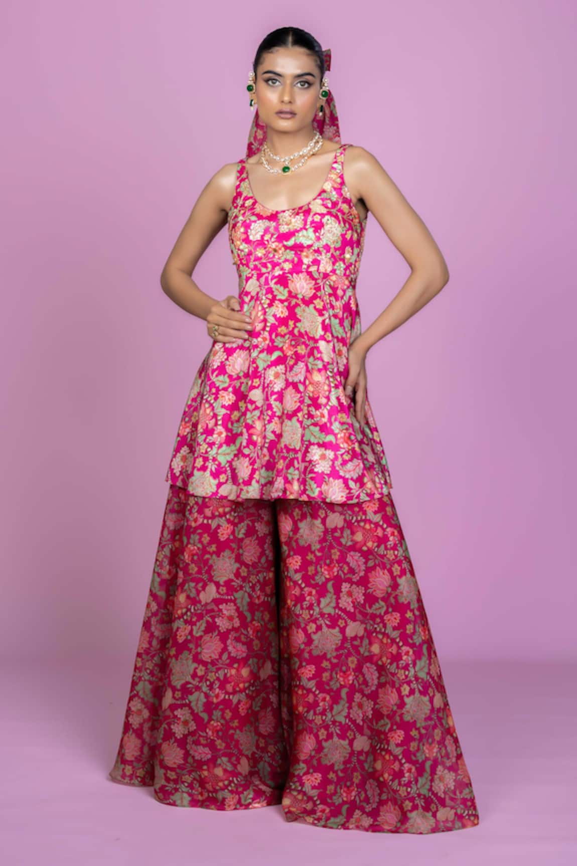 Damoiselle Rani Bloom Embroidered Sharara Set 