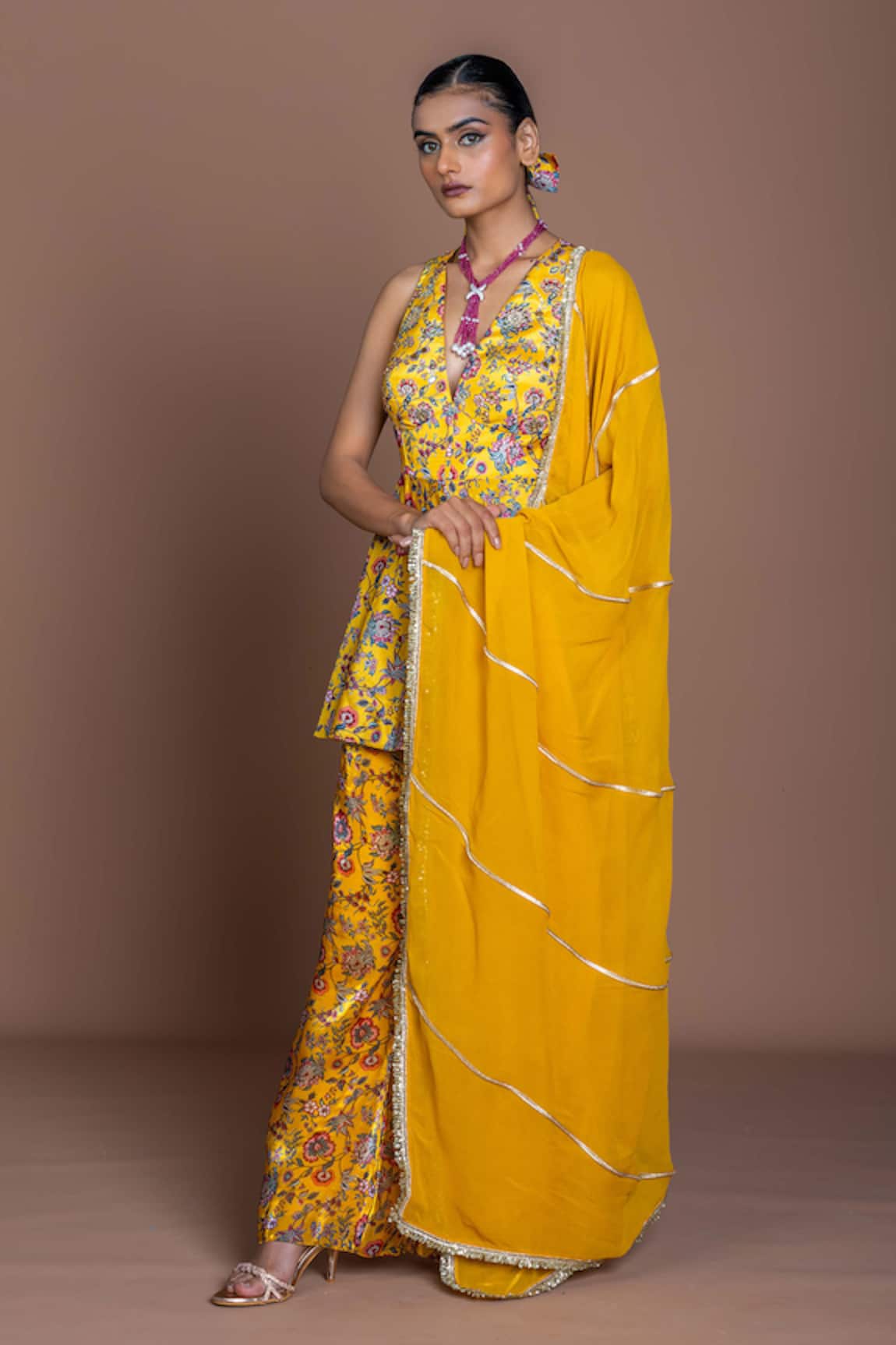Damoiselle Sundrop Saa Yellow Sharara Set 