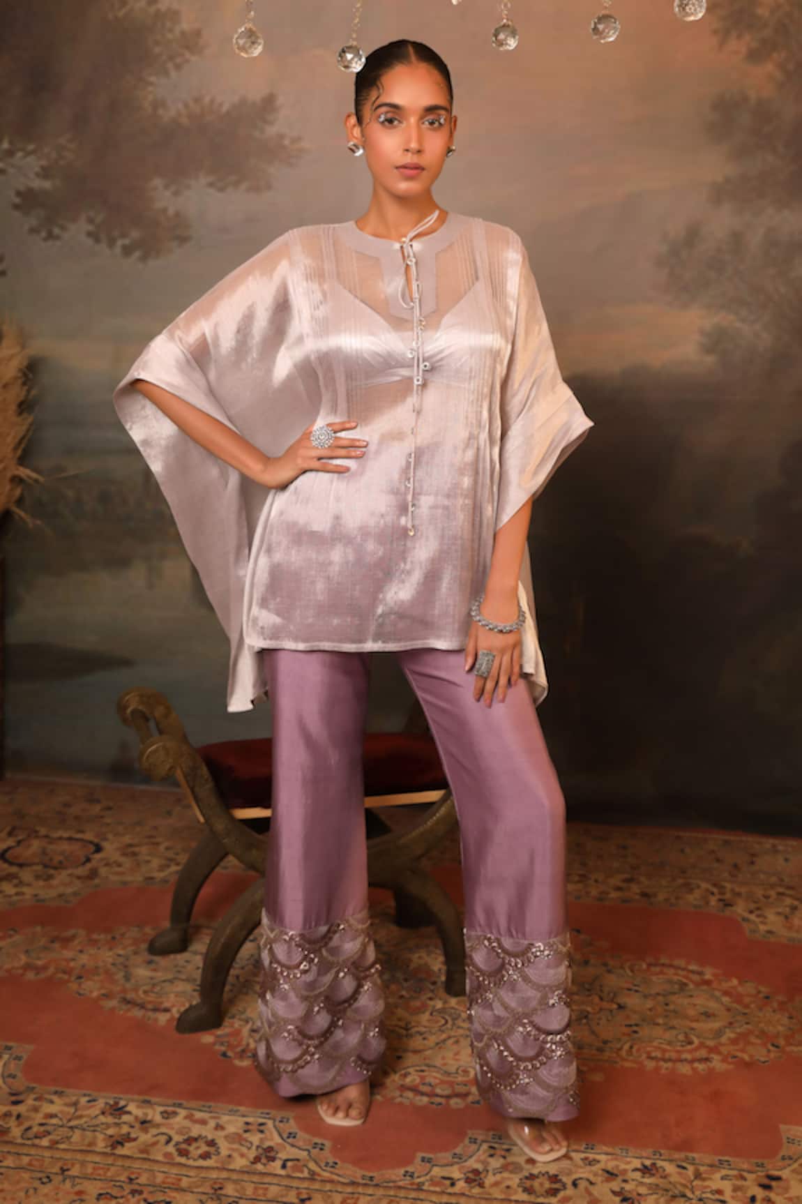 Jigya Japra Designer Lilac Purple Kaftan Pant Set 