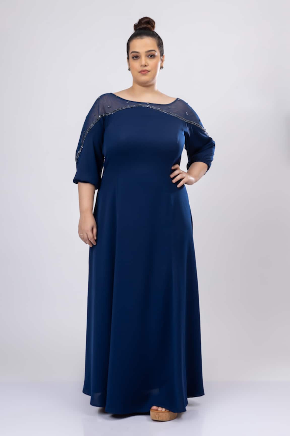 Mamicha Designer Navy Blue Dress 