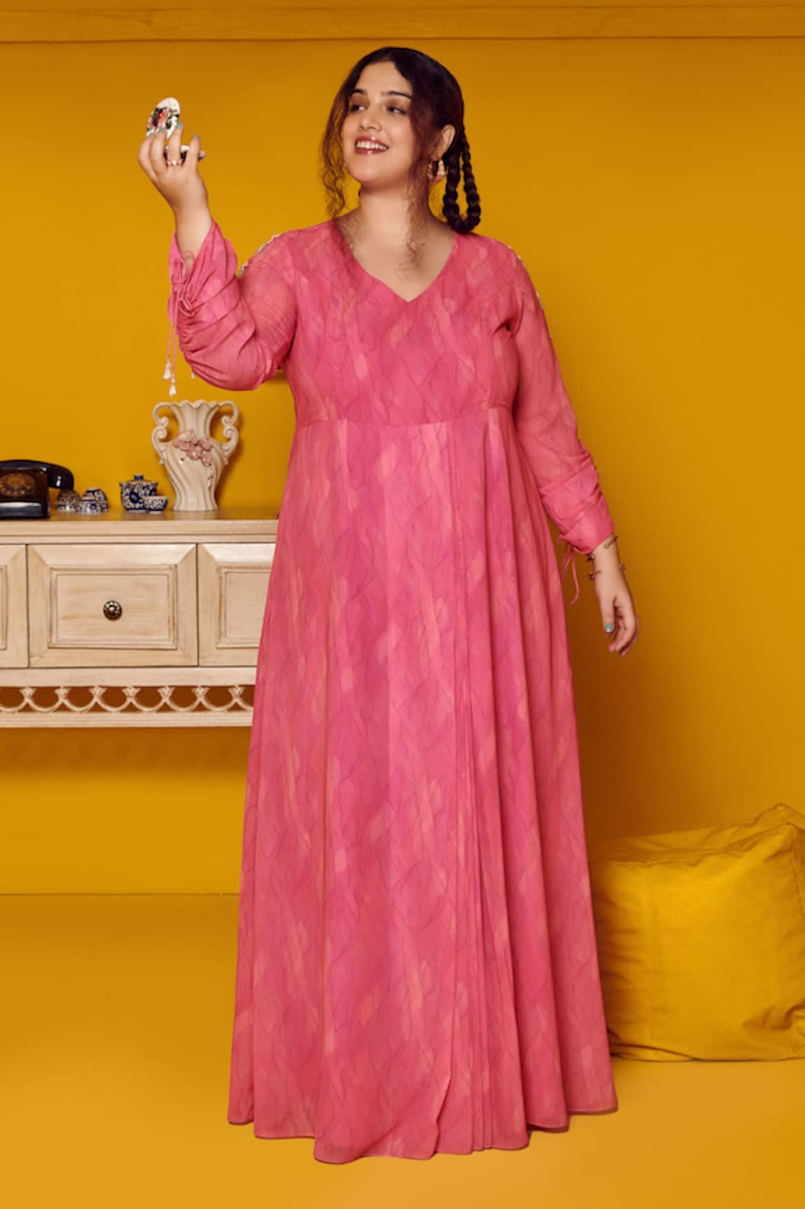 Mamicha Intrigue Georgette Pink Dress 