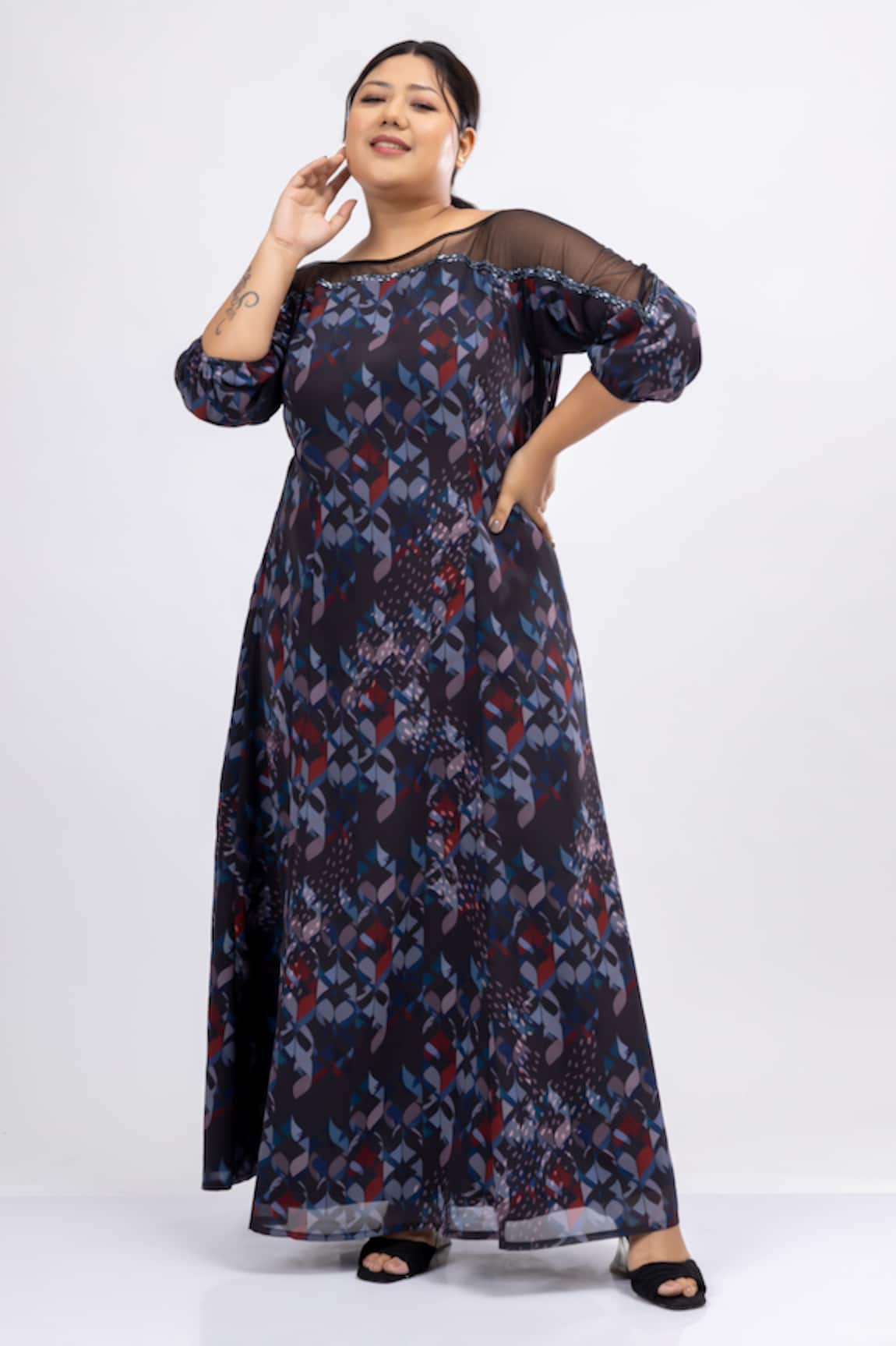 Mamicha Noir Whispers Georgette Dress 