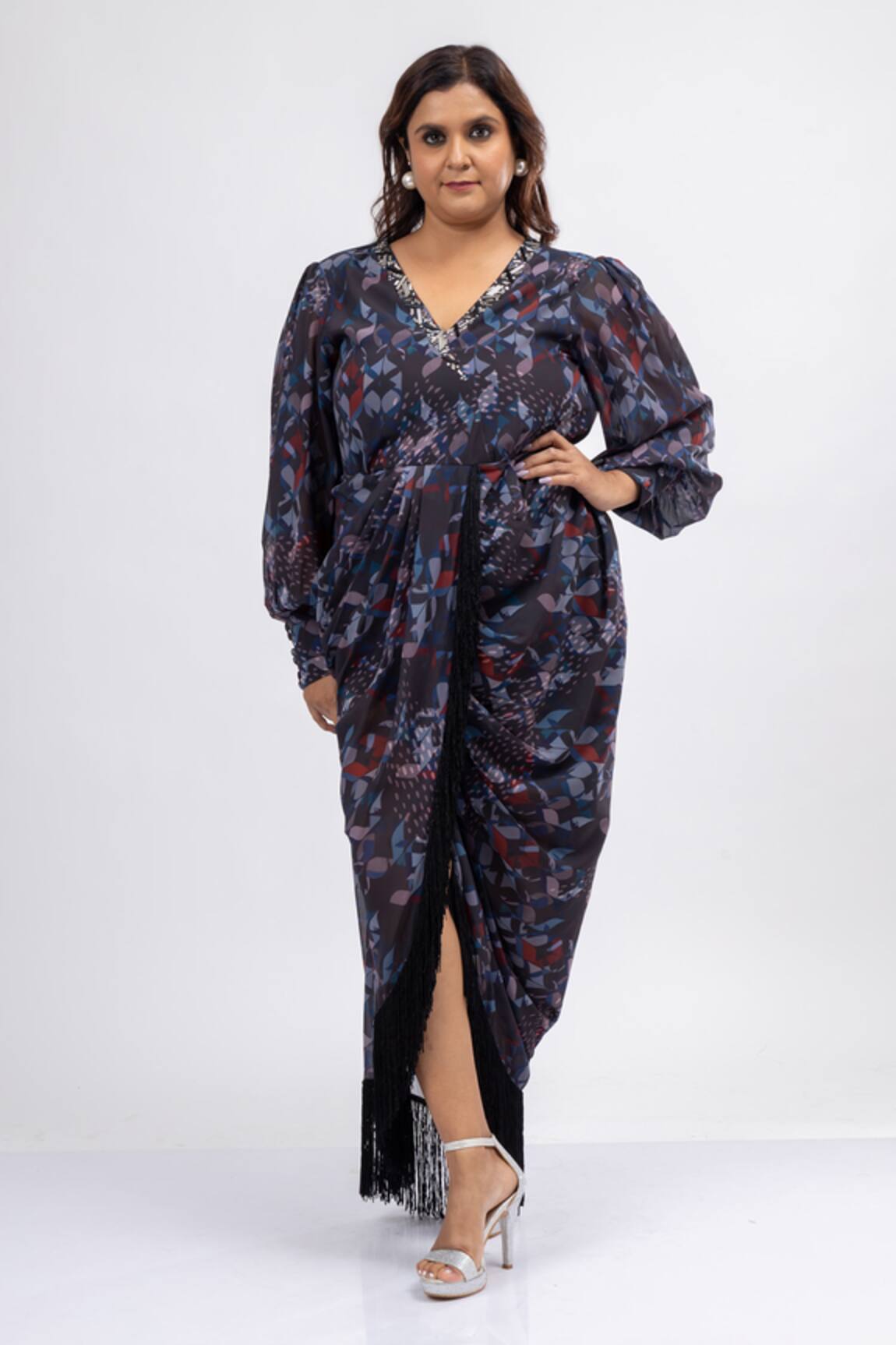Mamicha Designer Black Georgette Dress  