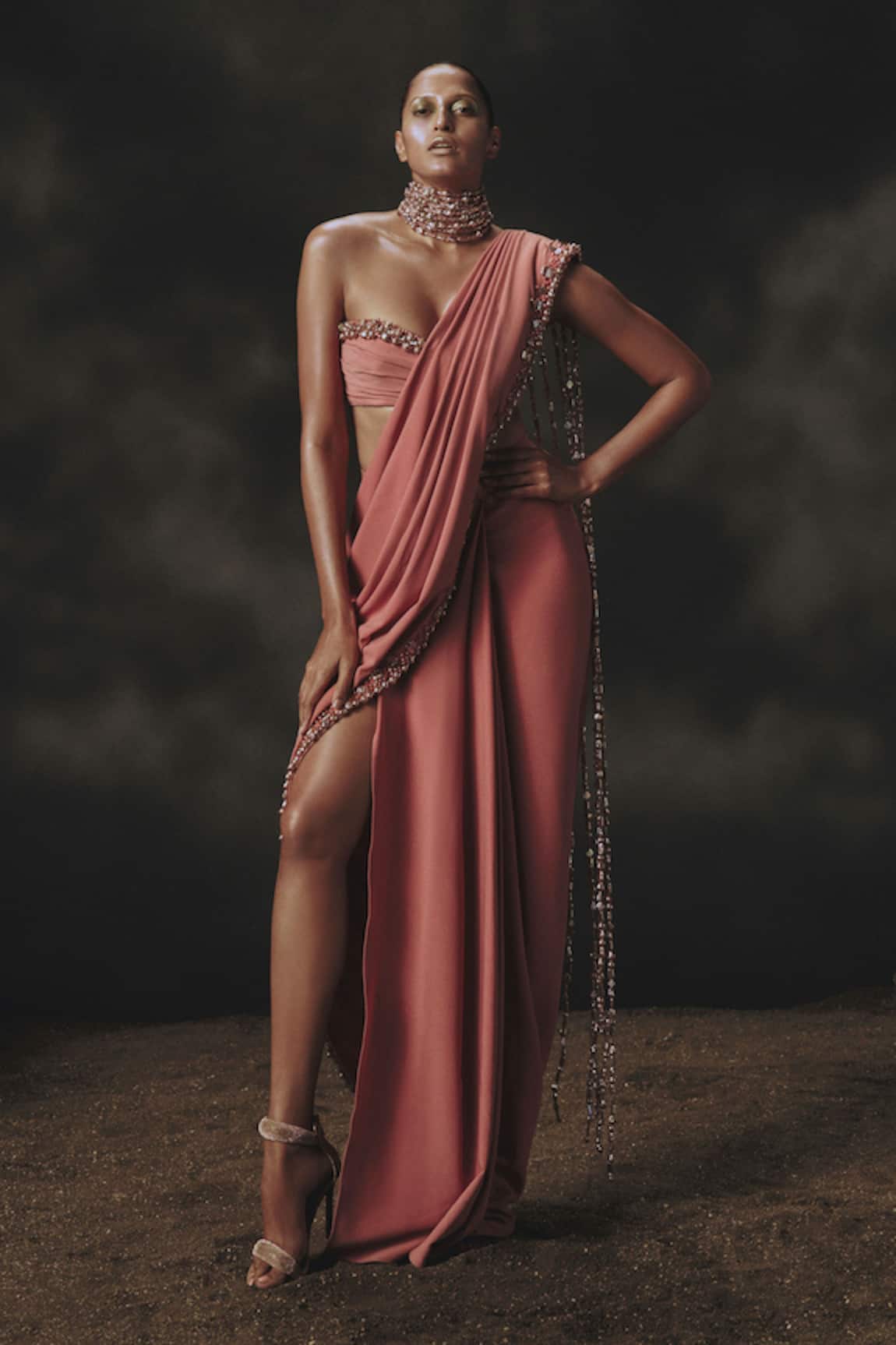 Nikhil Thampi Designer Pre-Draped Saree with Blouse 