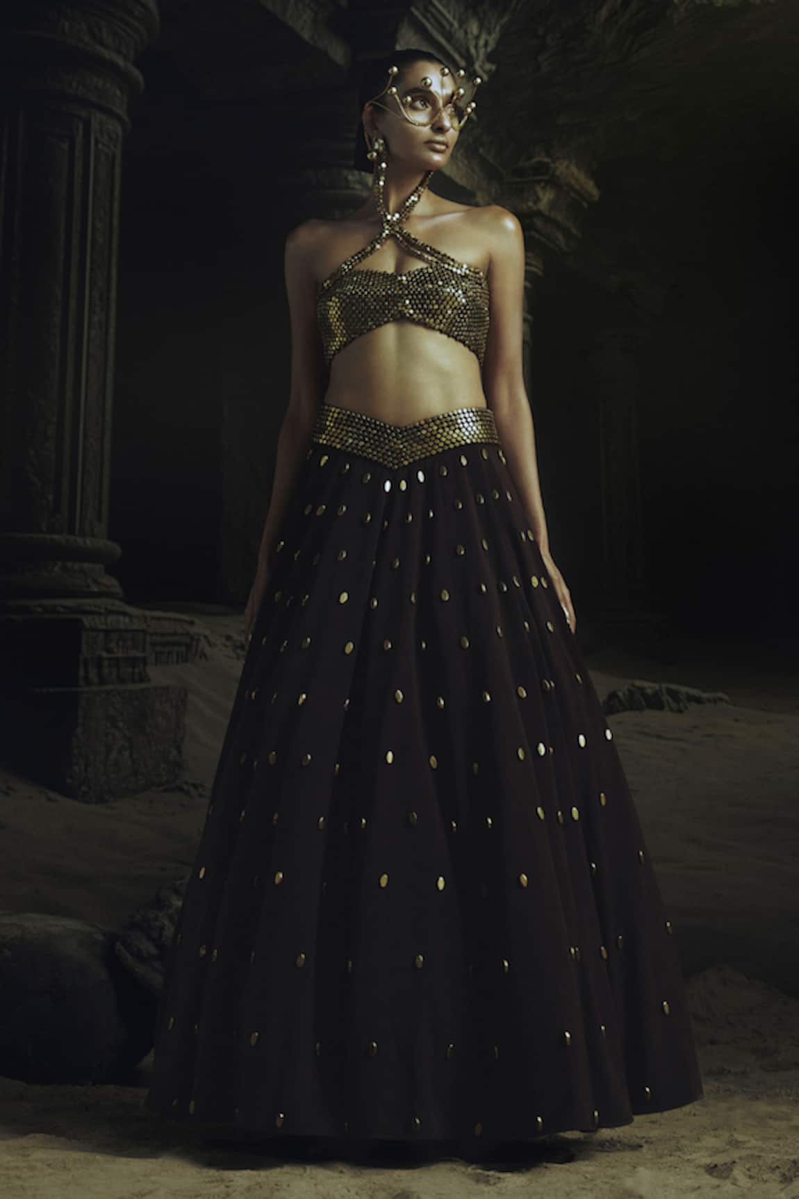 Nikhil Thampi Cocoa Brown Beaded Lehenga Set 