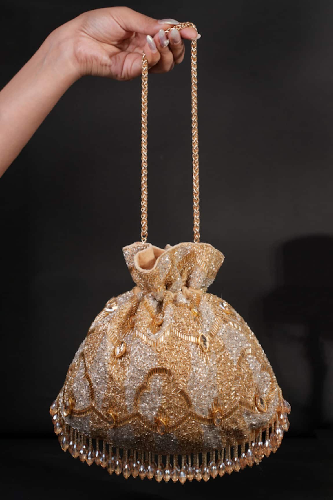 House Of Kosha Sunheri Gold & Silver Embellished Potli 